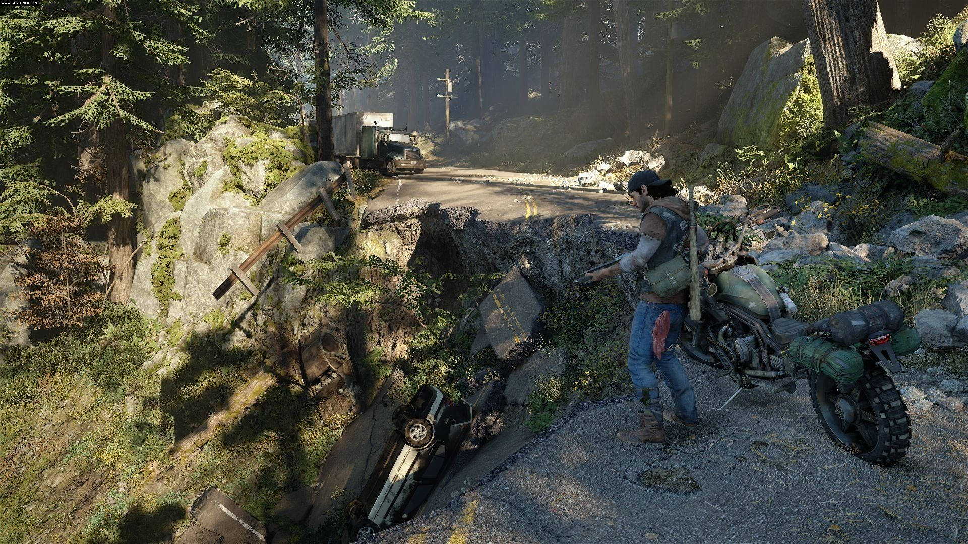 Days Gone, motorcycle, forest road, Full HD Desktop Wallpaper
