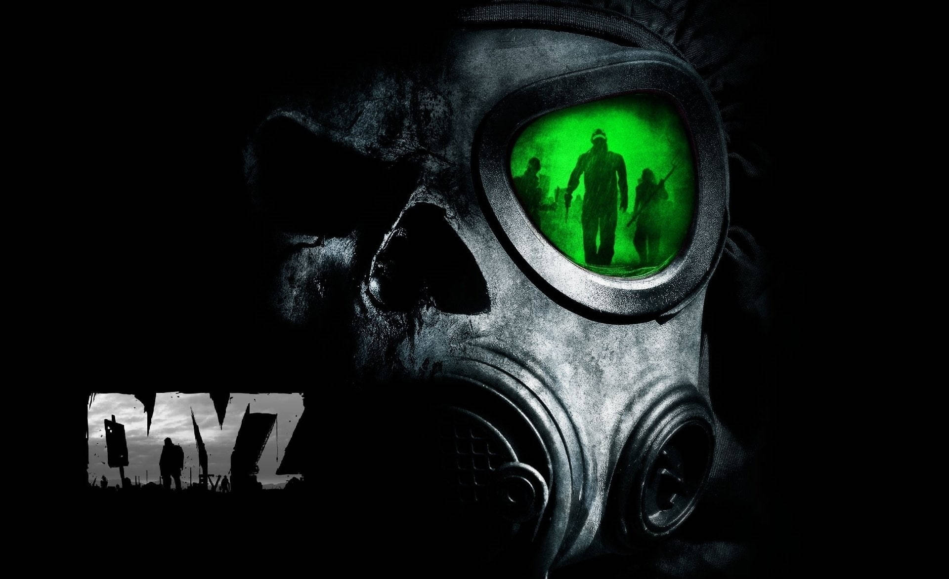 DayZ, gas mask, glowing green lens, Full HD Desktop Wallpaper