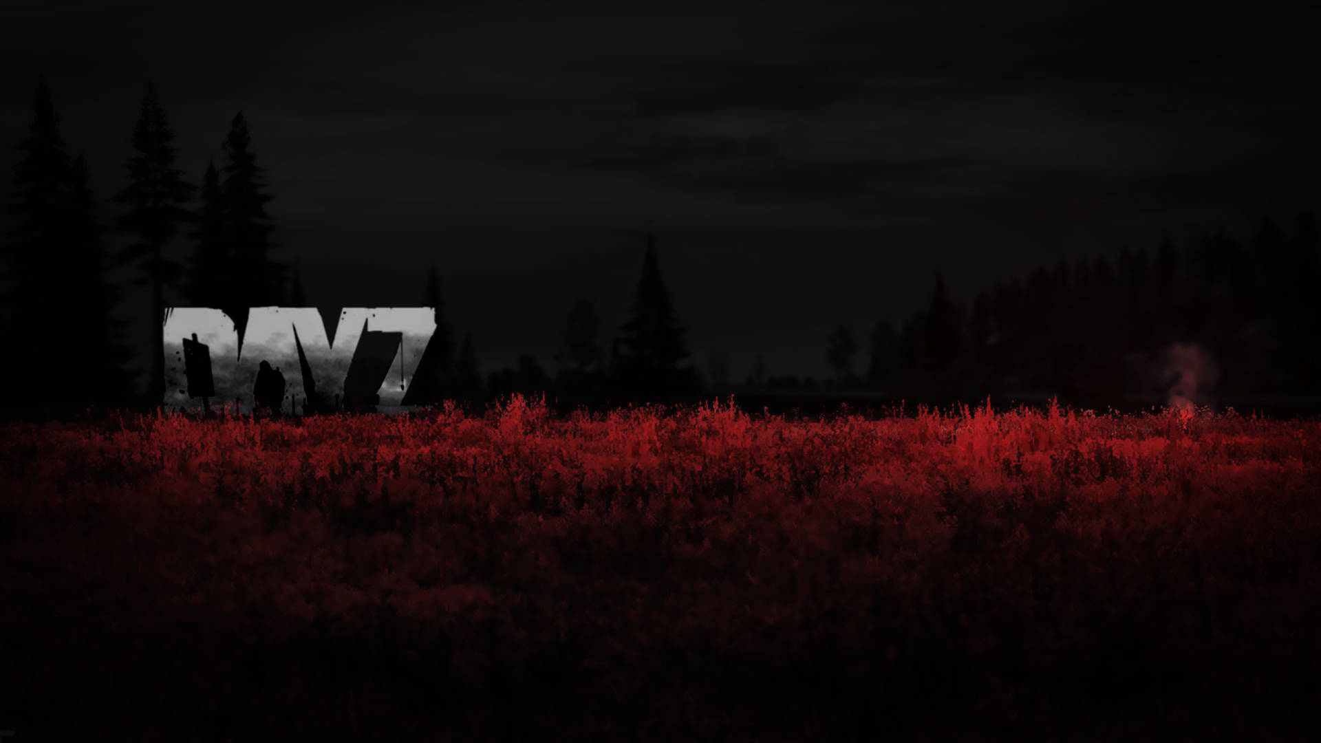 DayZ, black and red landscape, glowing red bushes, Full HD Desktop Wallpaper