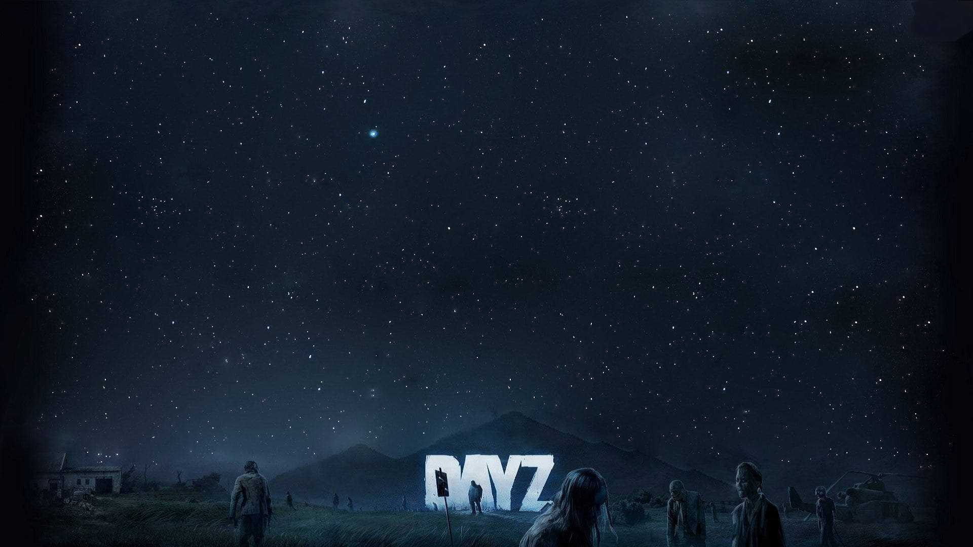 DayZ, starry night sky, silhouetted figures, Full HD Desktop Wallpaper