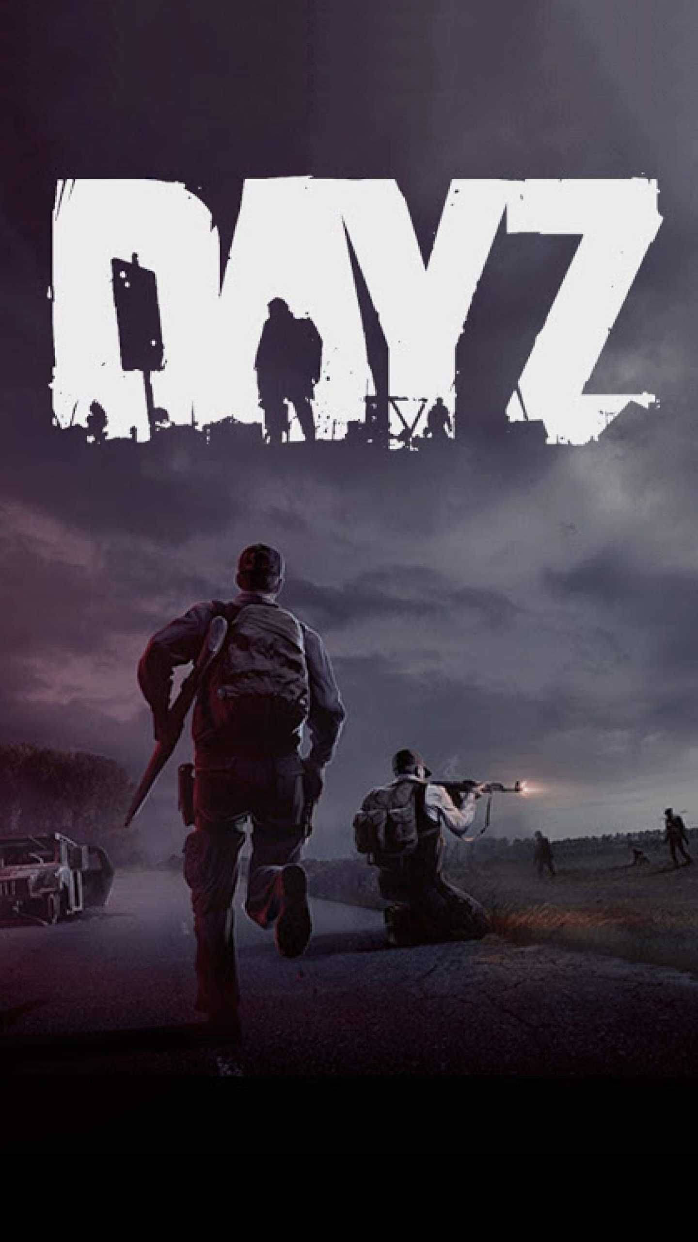 DayZ, video game poster, silhouetted survivors, 2K Phone Wallpaper