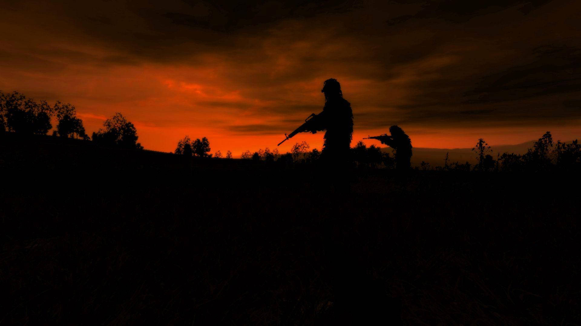 DayZ, silhouette, soldiers, Full HD Desktop Wallpaper