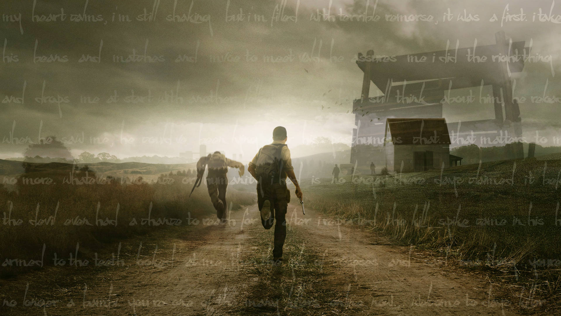 DayZ, ruined house, stormy sky, Full HD Desktop Wallpaper