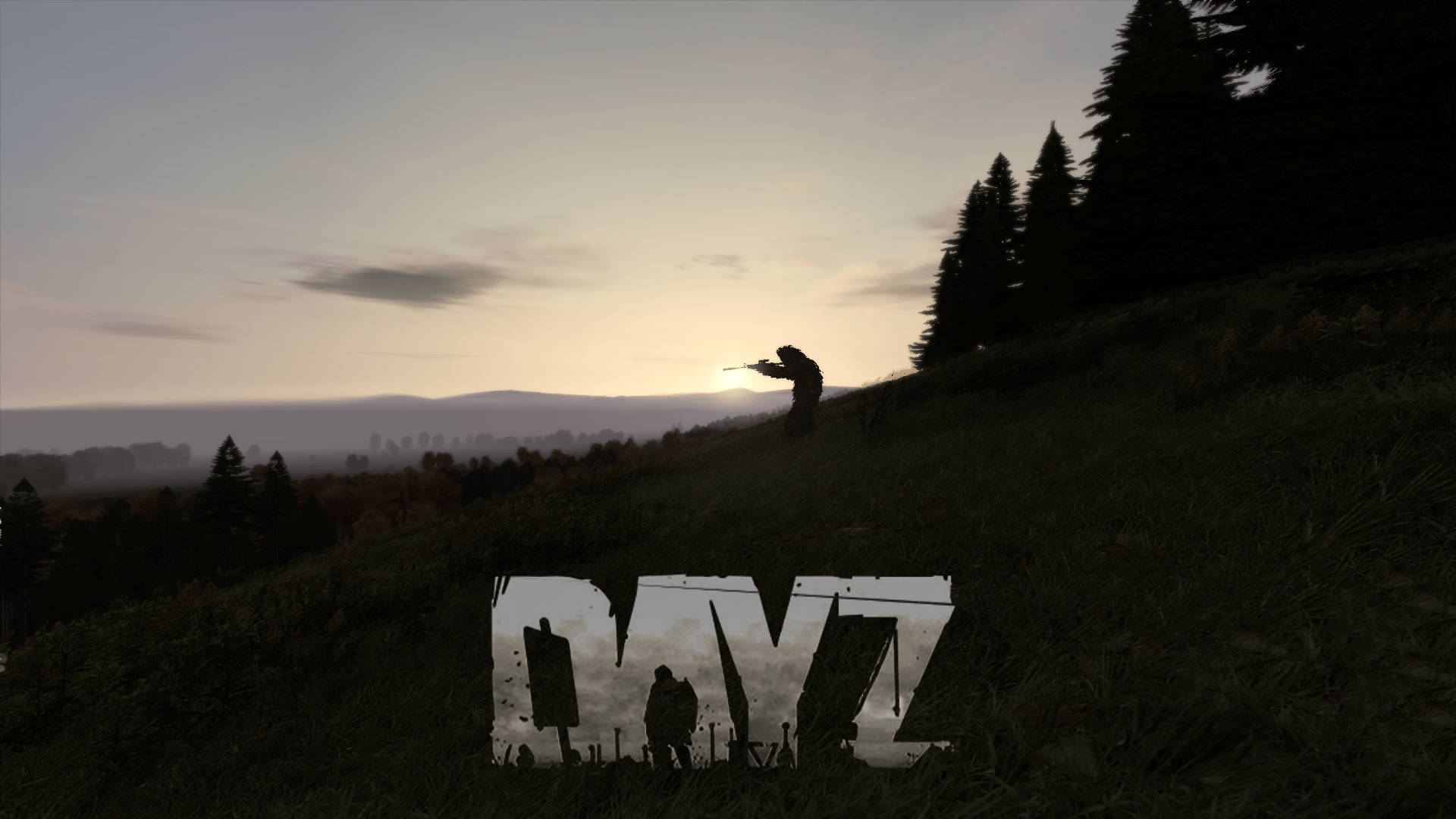 DayZ, silhouette, rifle, Full HD Desktop Wallpaper
