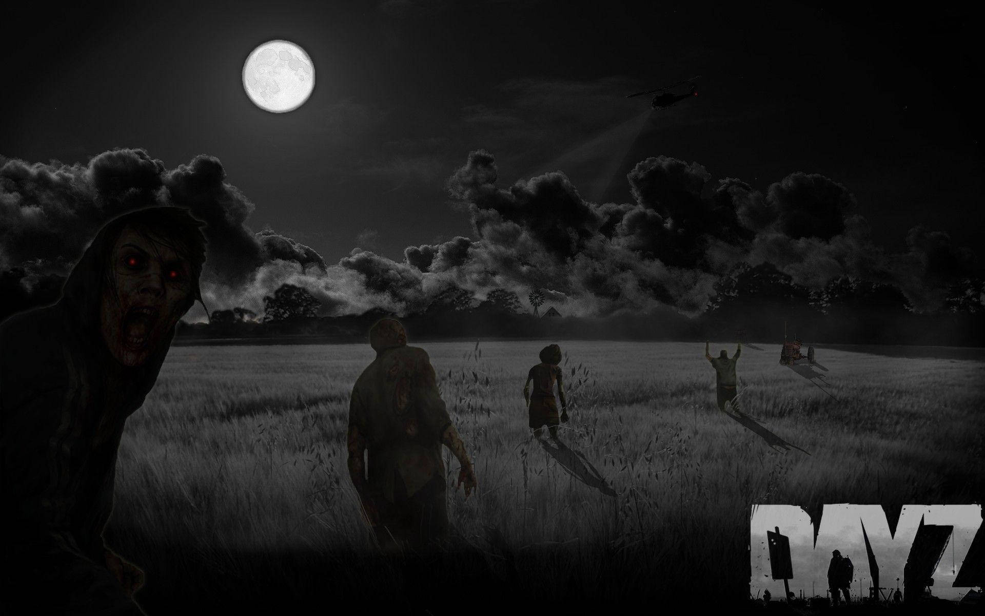 DayZ, zombies, moonlit field, Full HD Desktop Wallpaper