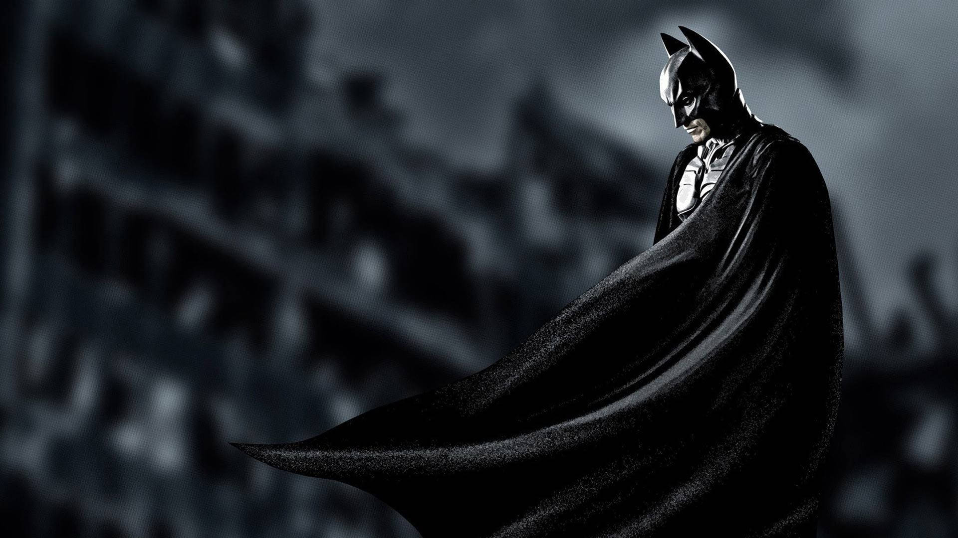 Batman, dark cityscape, rain, Full HD Desktop Wallpaper