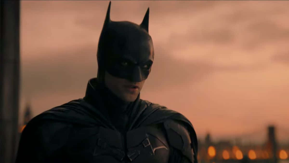 Batman, sunset, dusky orange sky, SD Desktop Wallpaper
