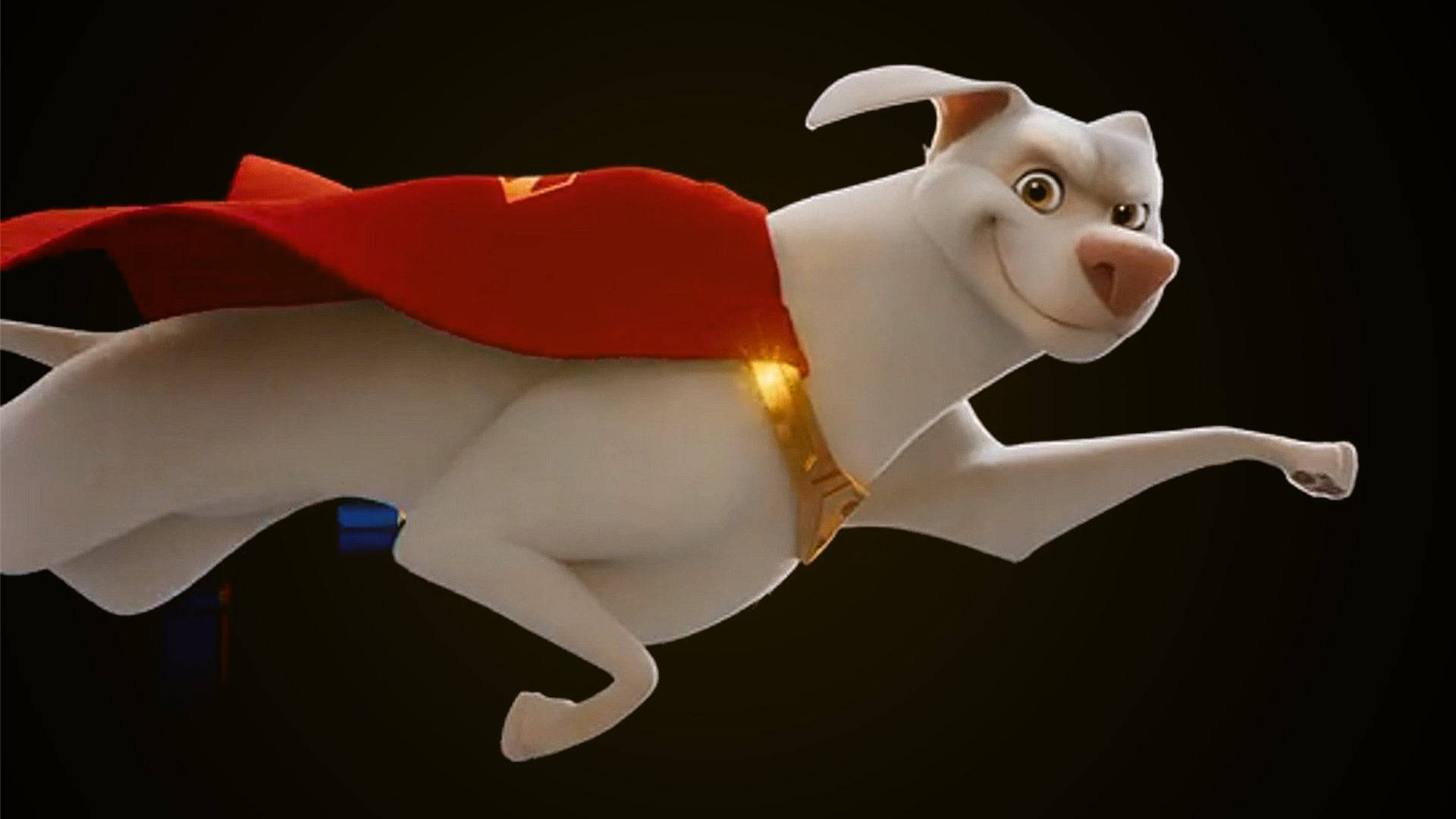 DC League Of Super Pets, white animated dog, red cape, Full HD Desktop Wallpaper