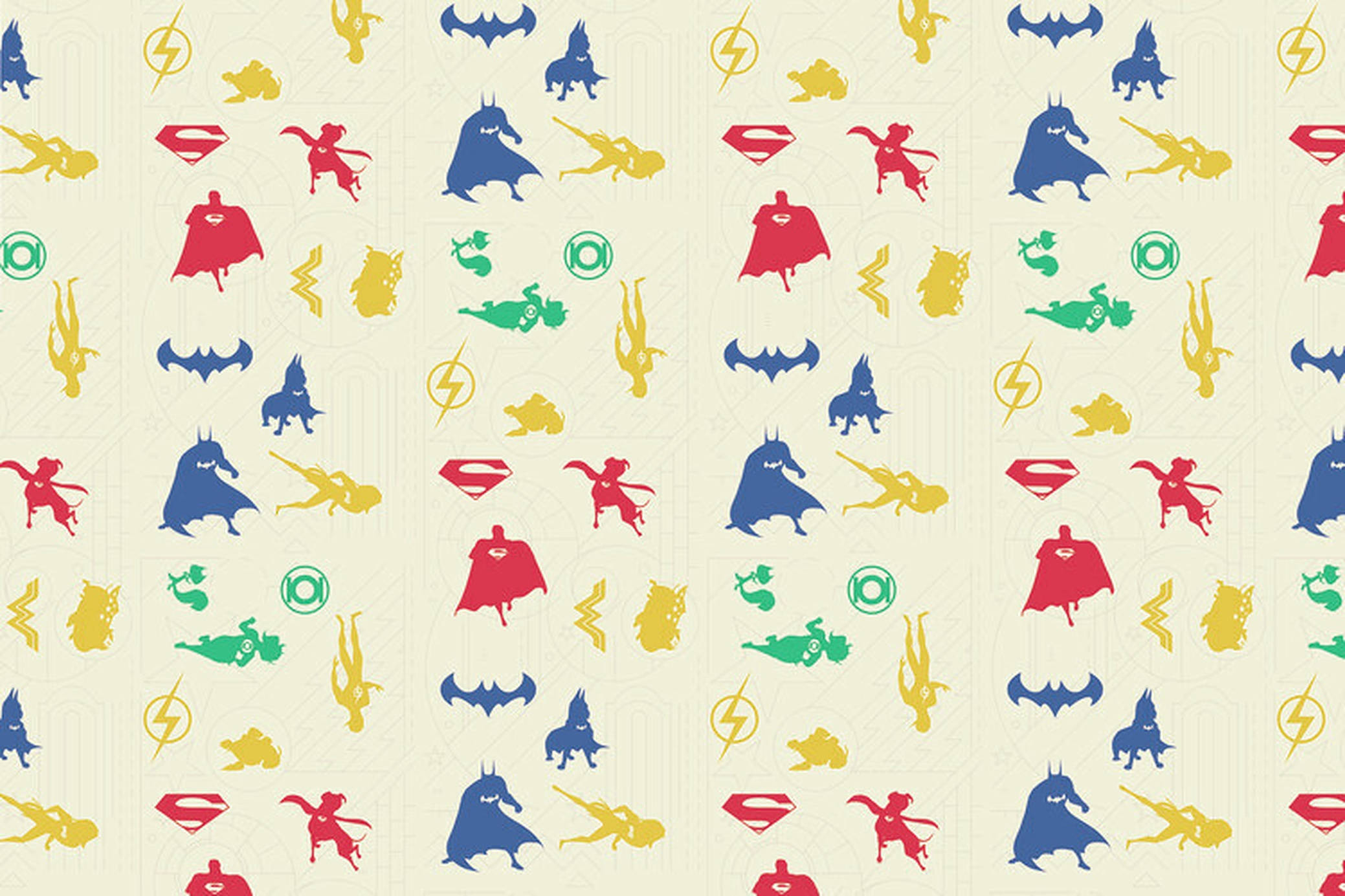 DC League Of Super Pets, minimalist pattern, colorful superhero silhouettes, Full HD Desktop Wallpaper