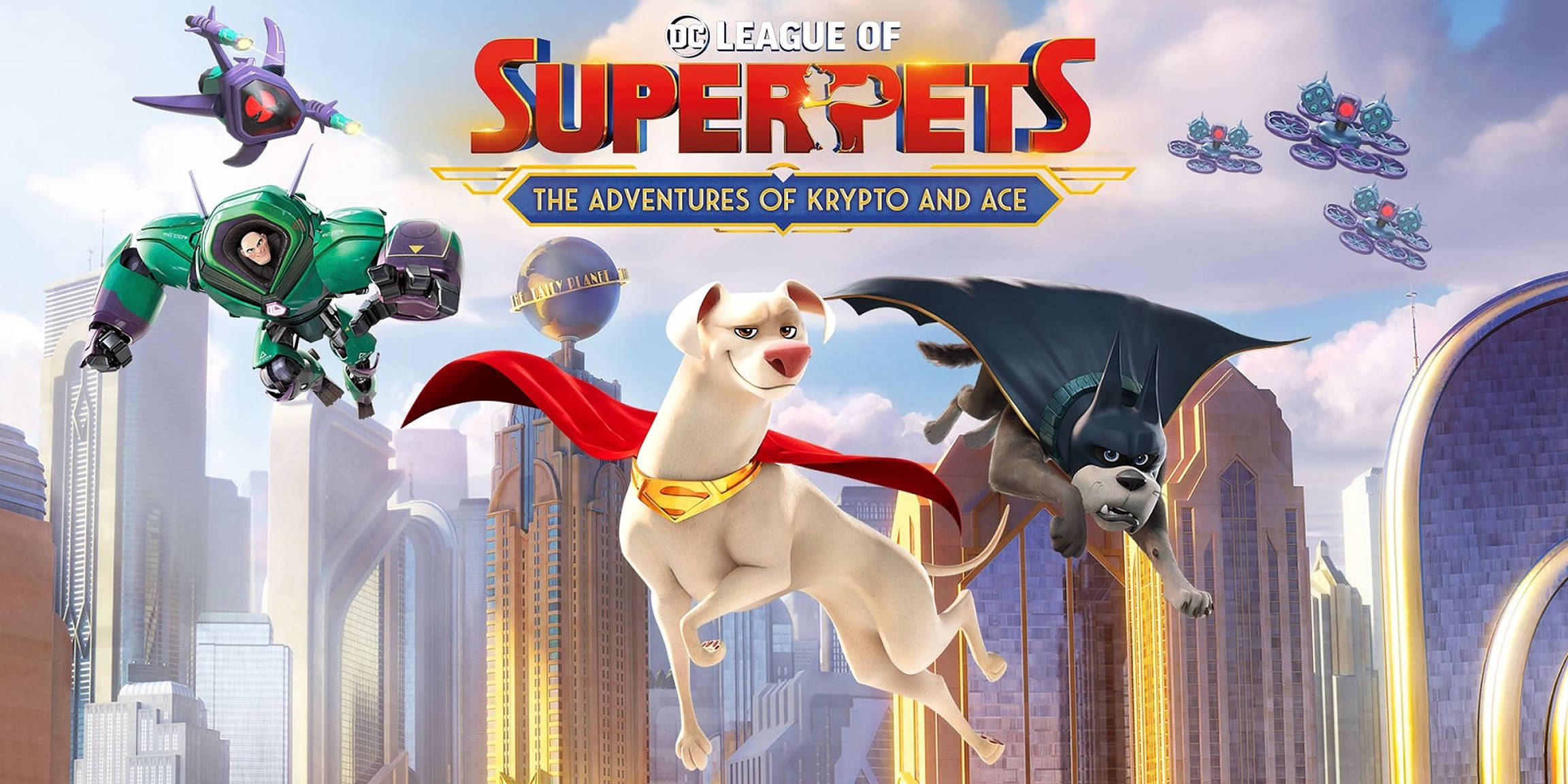 DC League Of Super Pets, movie poster, cityscape, Full HD Desktop Wallpaper