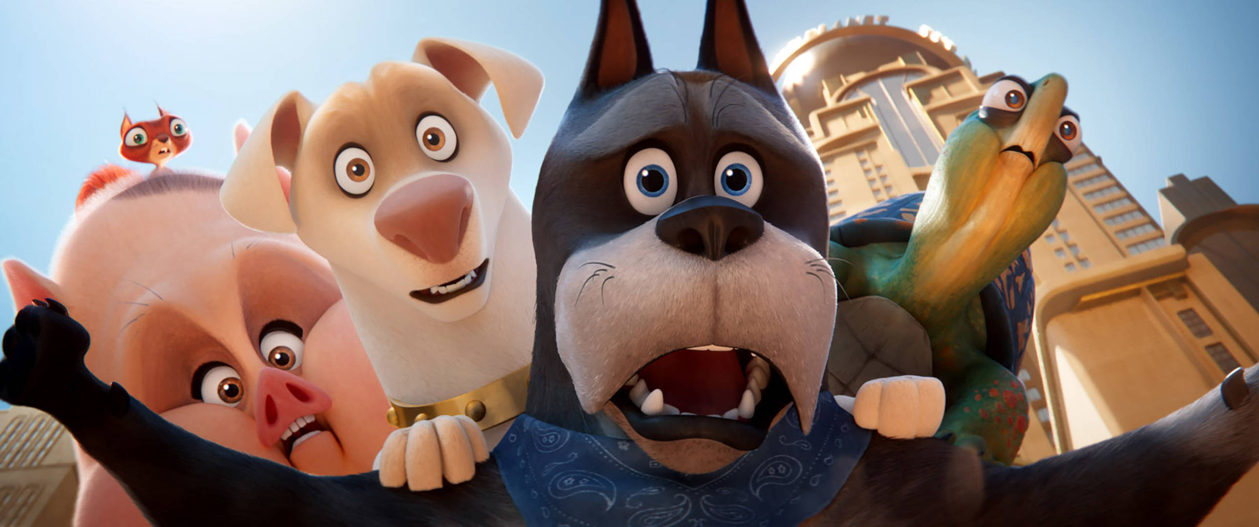DC League Of Super Pets, animated animal friends, wide eyes, 2K Desktop Wallpaper