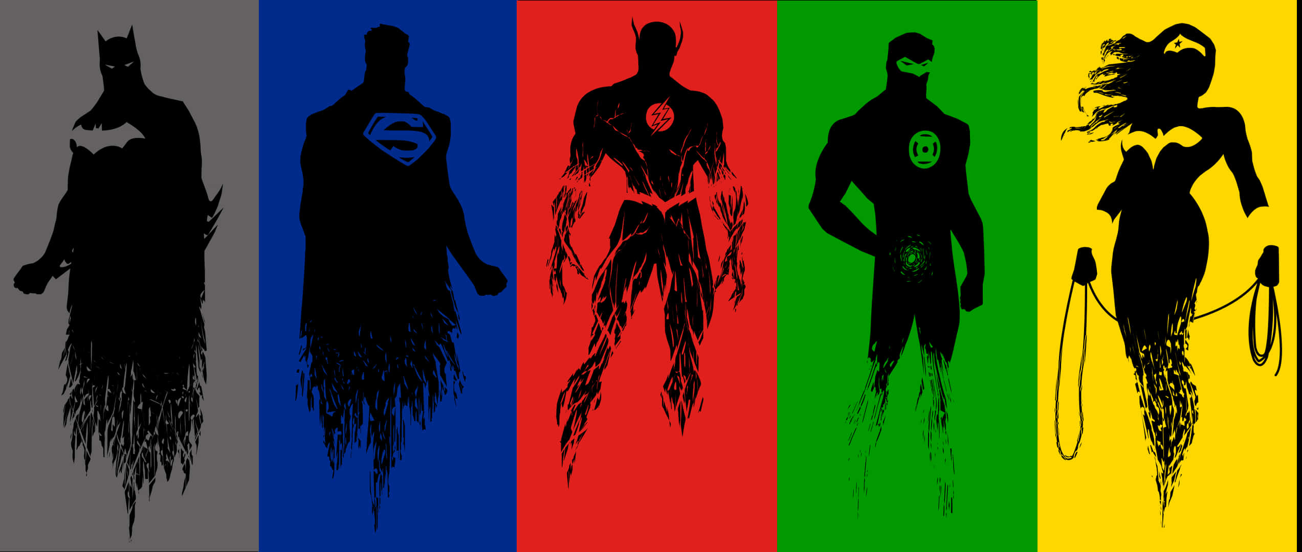DC Superheroes, silhouettes, black, Full HD Desktop Wallpaper