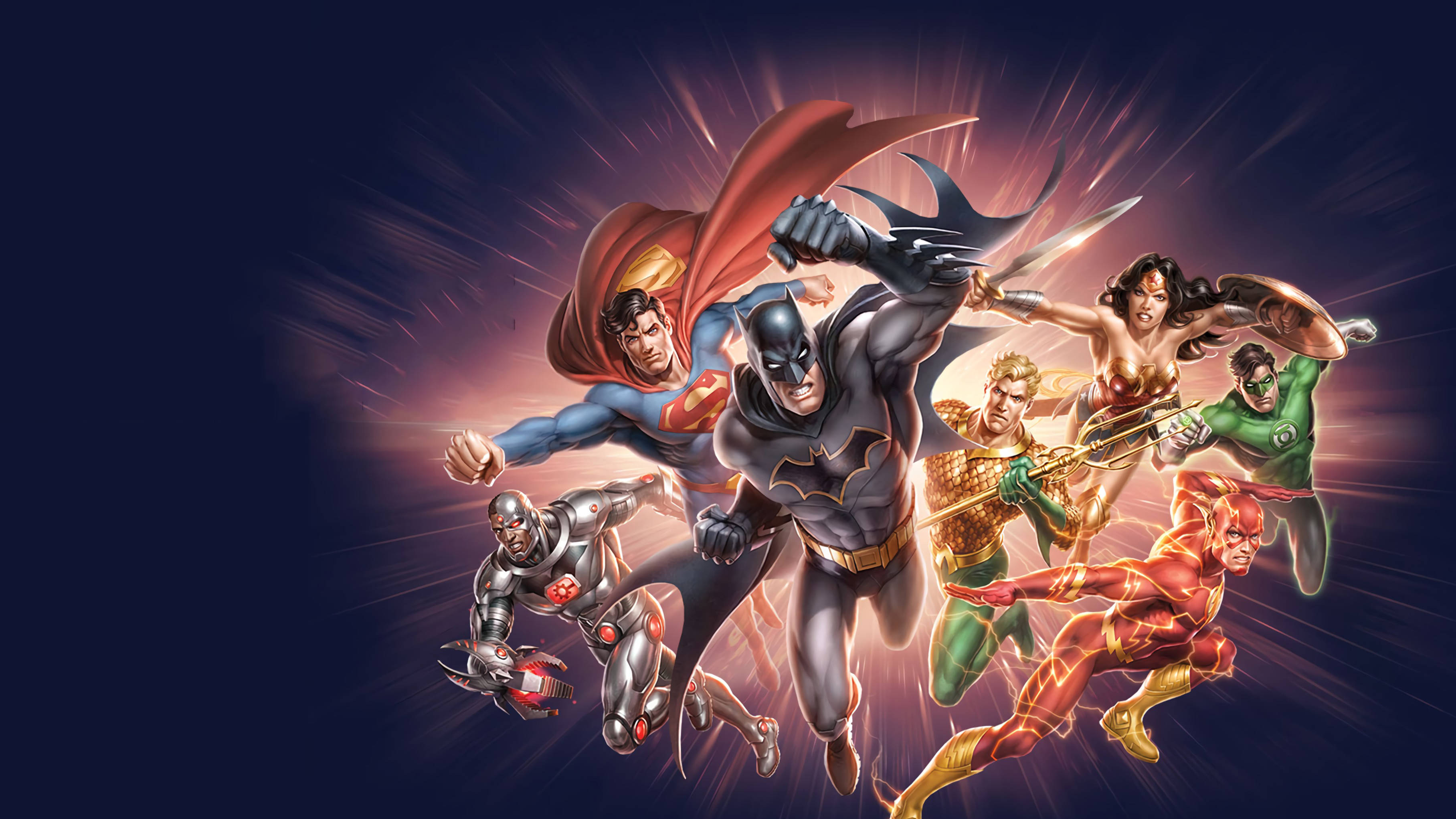 DC Universe Online, superhero team, glowing energy bursts, 2K Desktop Wallpaper