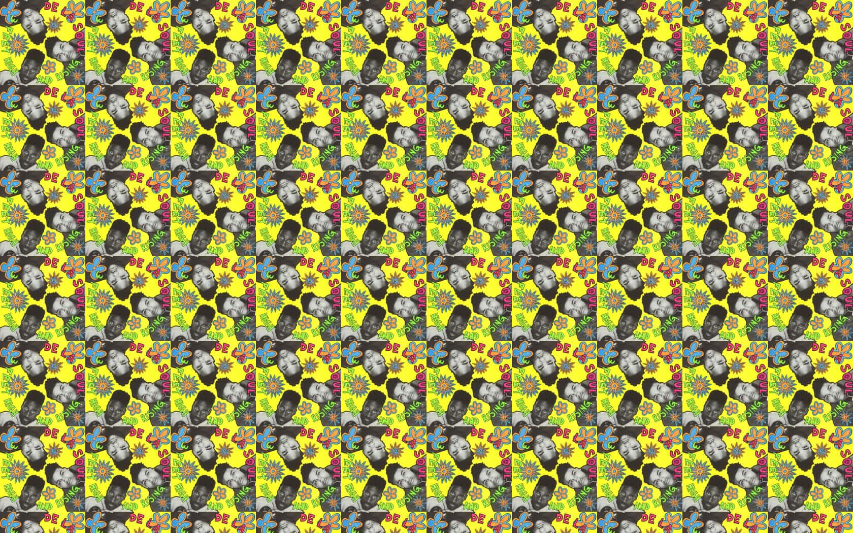 De La Soul, yellow and black pattern, black-and-white faces, HD Desktop Wallpaper