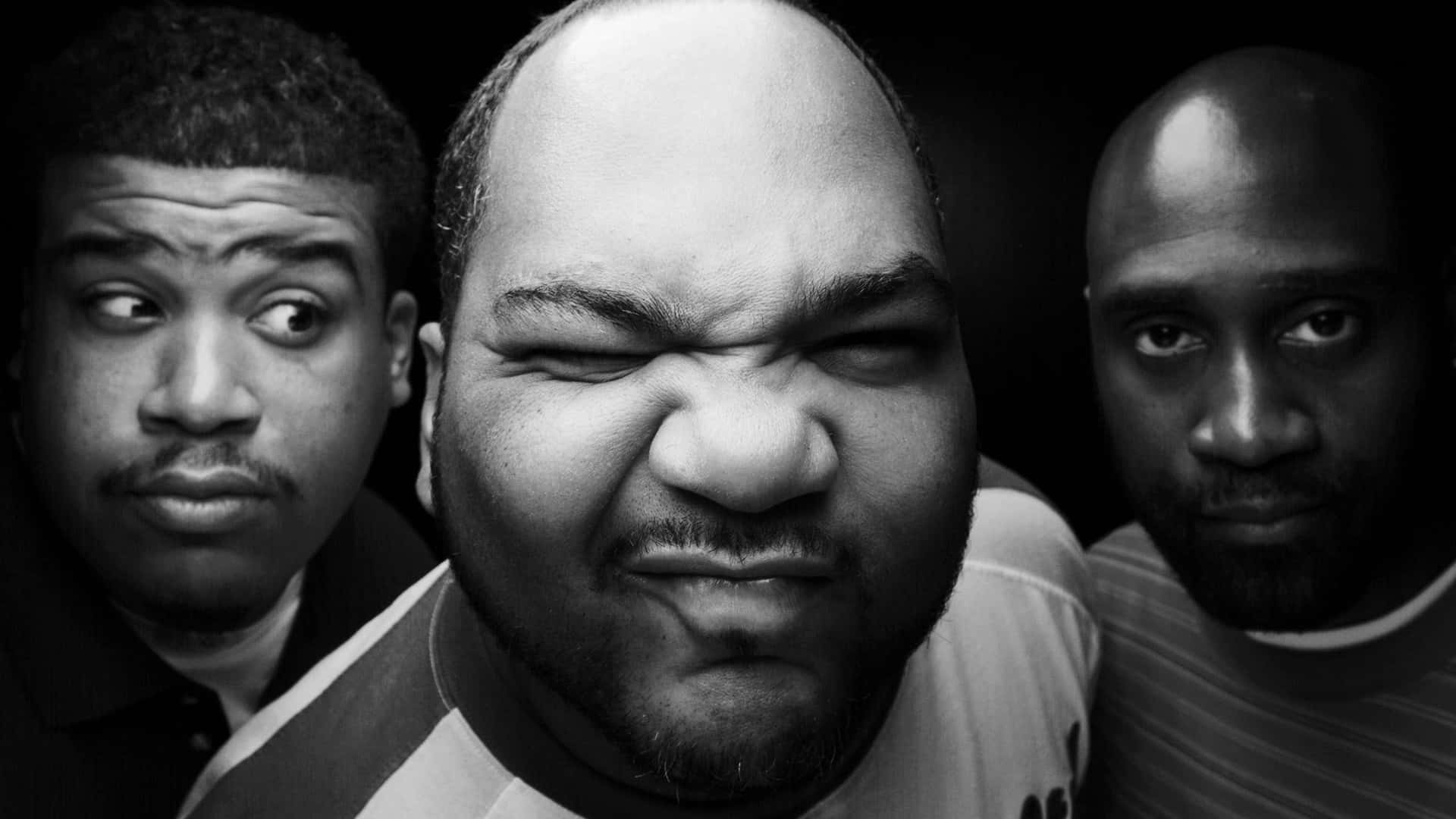 De La Soul, black and white, winking, Full HD Desktop Wallpaper