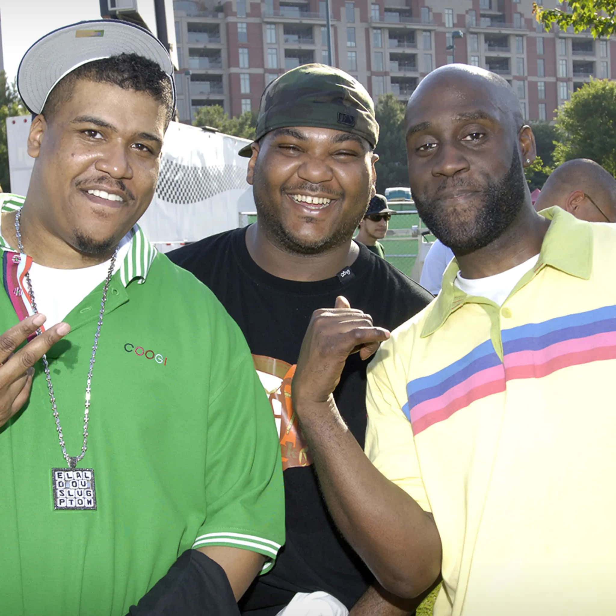 De La Soul, three smiling men, colorful casual clothes, Full HD Desktop Wallpaper