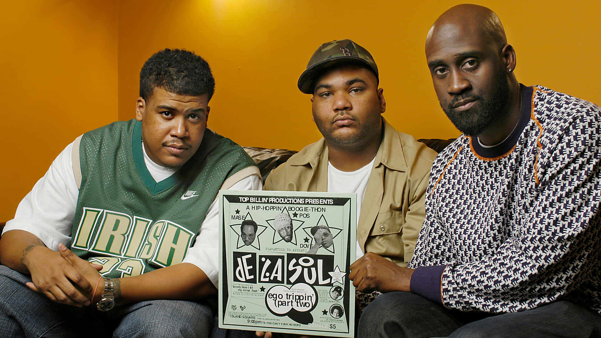 De La Soul, couch, warm orange wall, Full HD Desktop Wallpaper