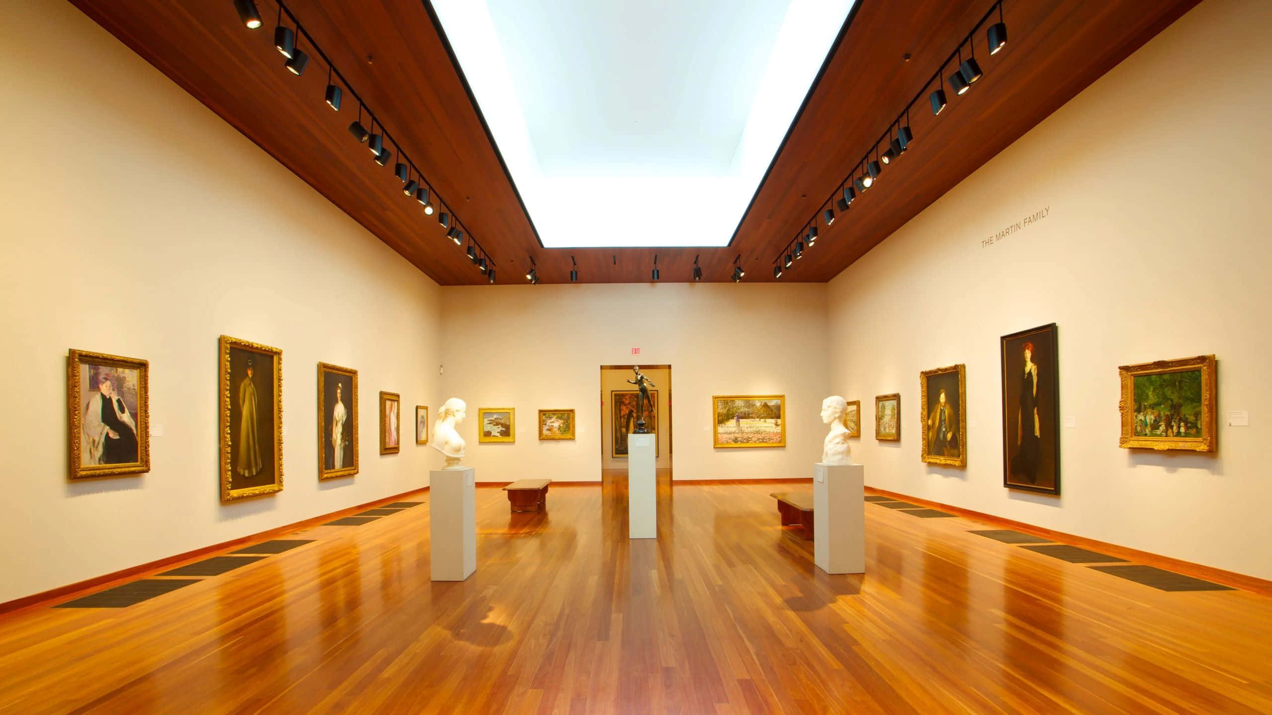 De Young Museum, art gallery interior, polished wooden floors, 2K Desktop Wallpaper