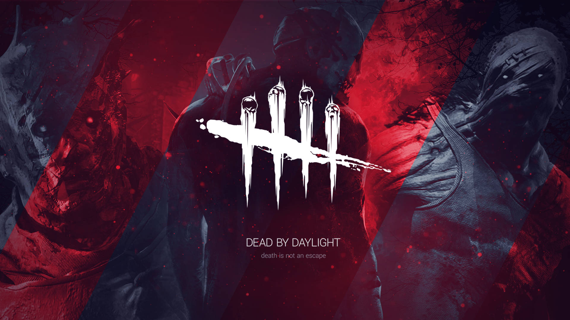 Dead By Daylight, blue red themed logo, dark red and black, Full HD Desktop Wallpaper