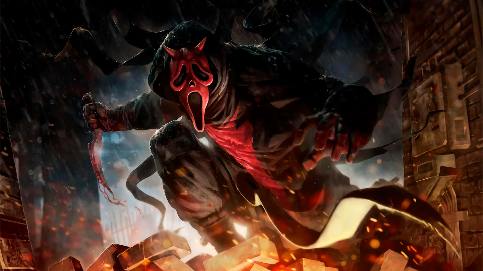 Dead By Daylight, masked horror figure, red glowing eyes, Full HD Desktop Wallpaper