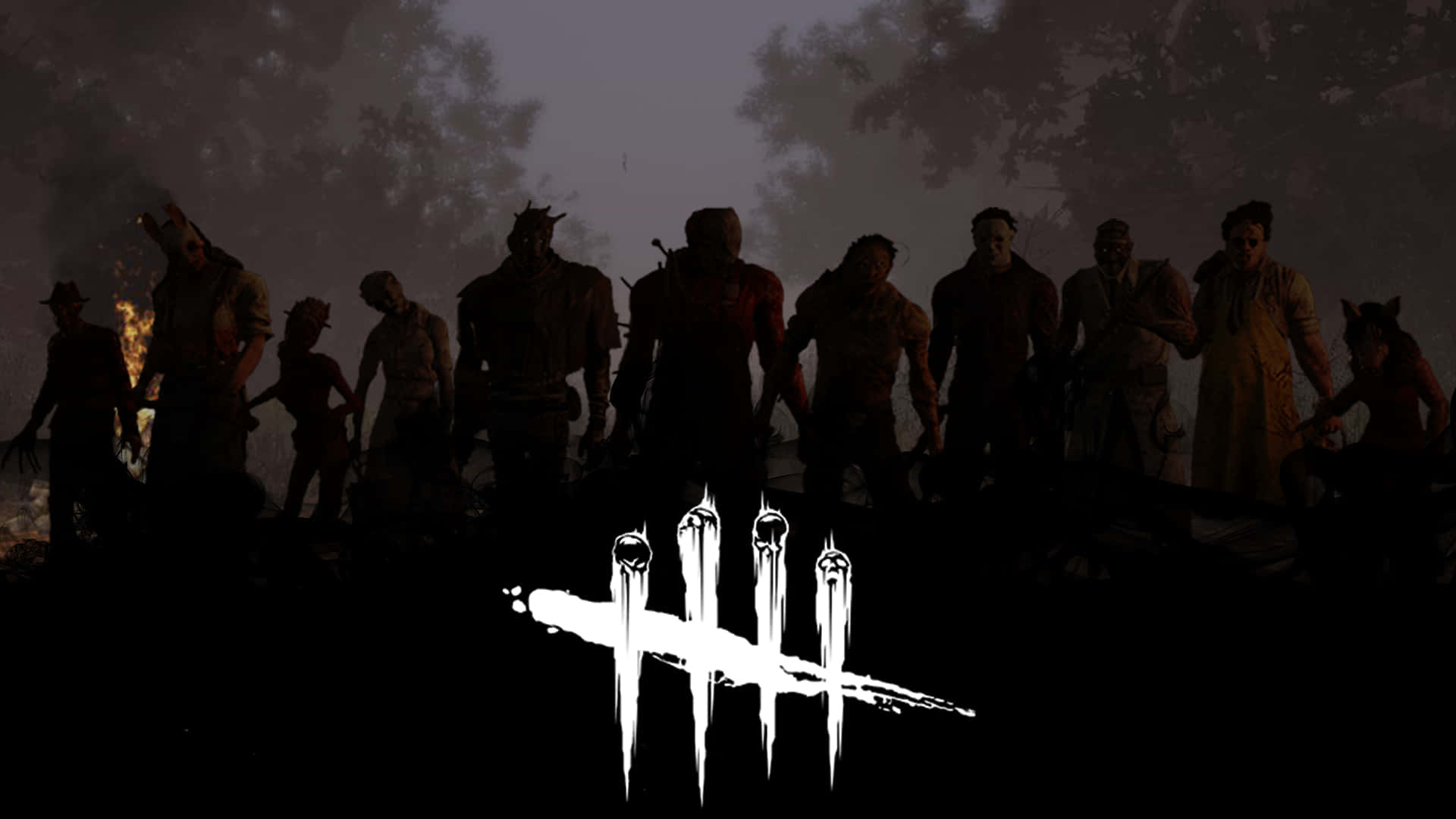 Dead by Daylight, zombie-like figures, dark forest, Full HD Desktop Wallpaper