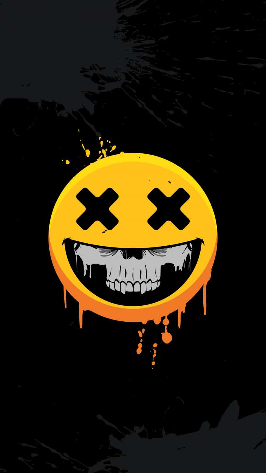 Dead Inside, yellow smiley face, black background, HD Phone Wallpaper