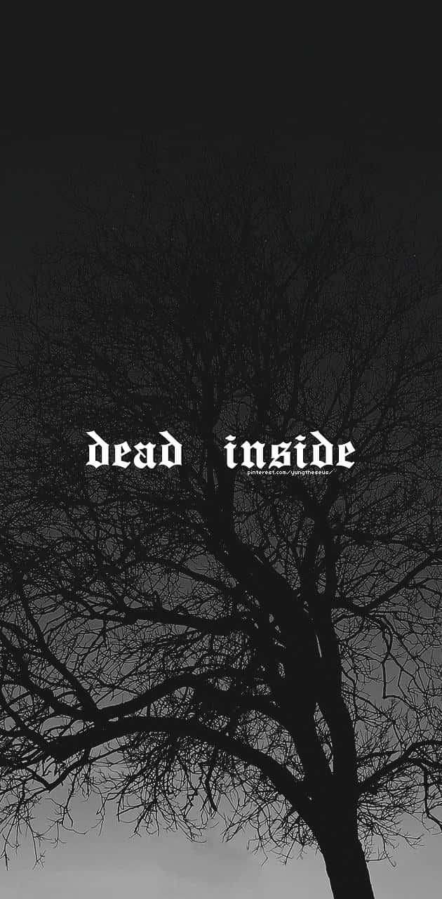 Dead Inside, white gothic font, bare tree, HD Phone Wallpaper