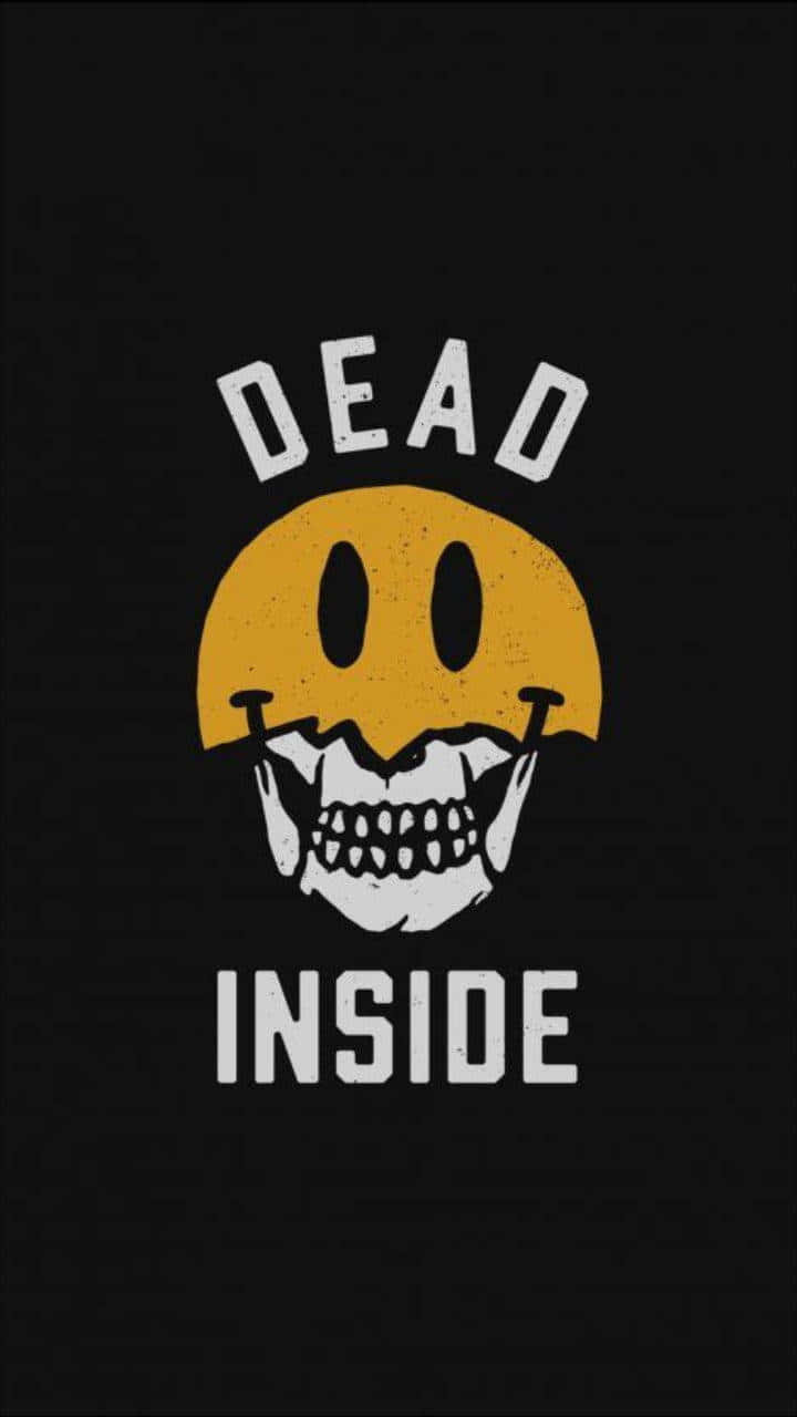 Dead Inside, black background, yellow smiley face, HD Phone Wallpaper
