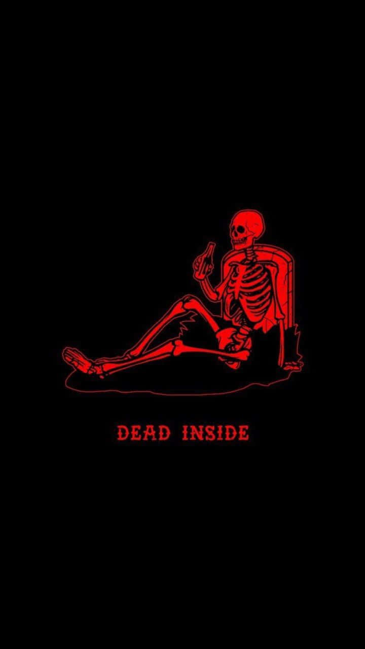 Dead Inside, red glowing skeleton, cigarette, HD Phone Wallpaper