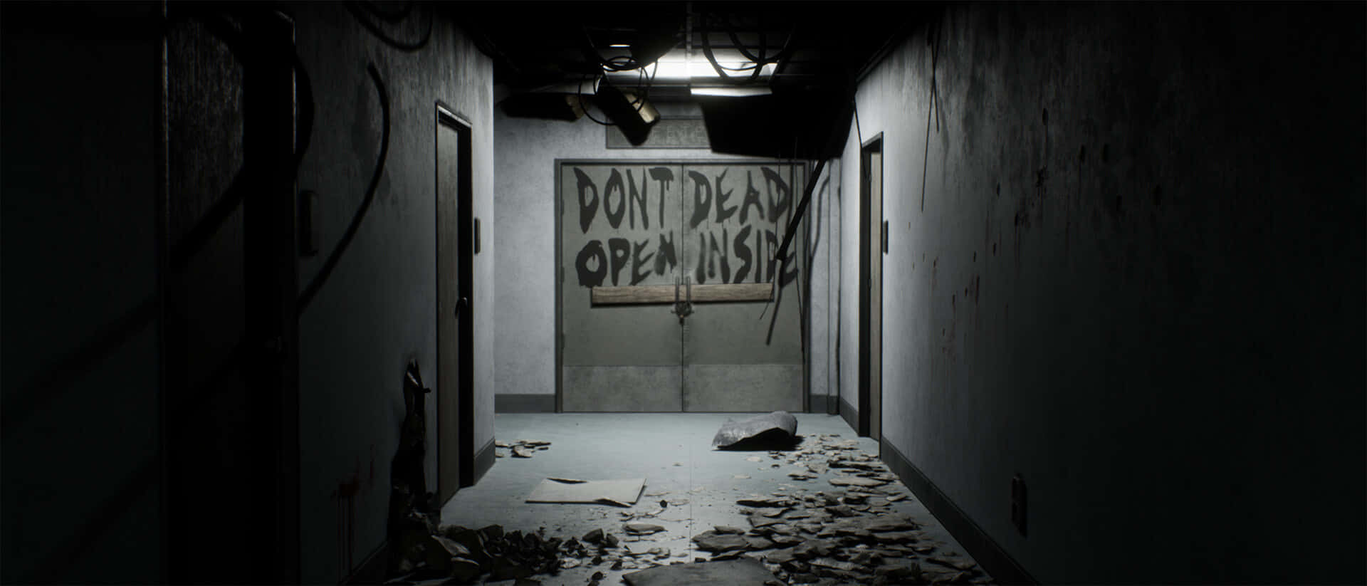 Dead Inside, DONT DEAD OPEN INSIDE, abandoned hallway, Full HD Desktop Wallpaper