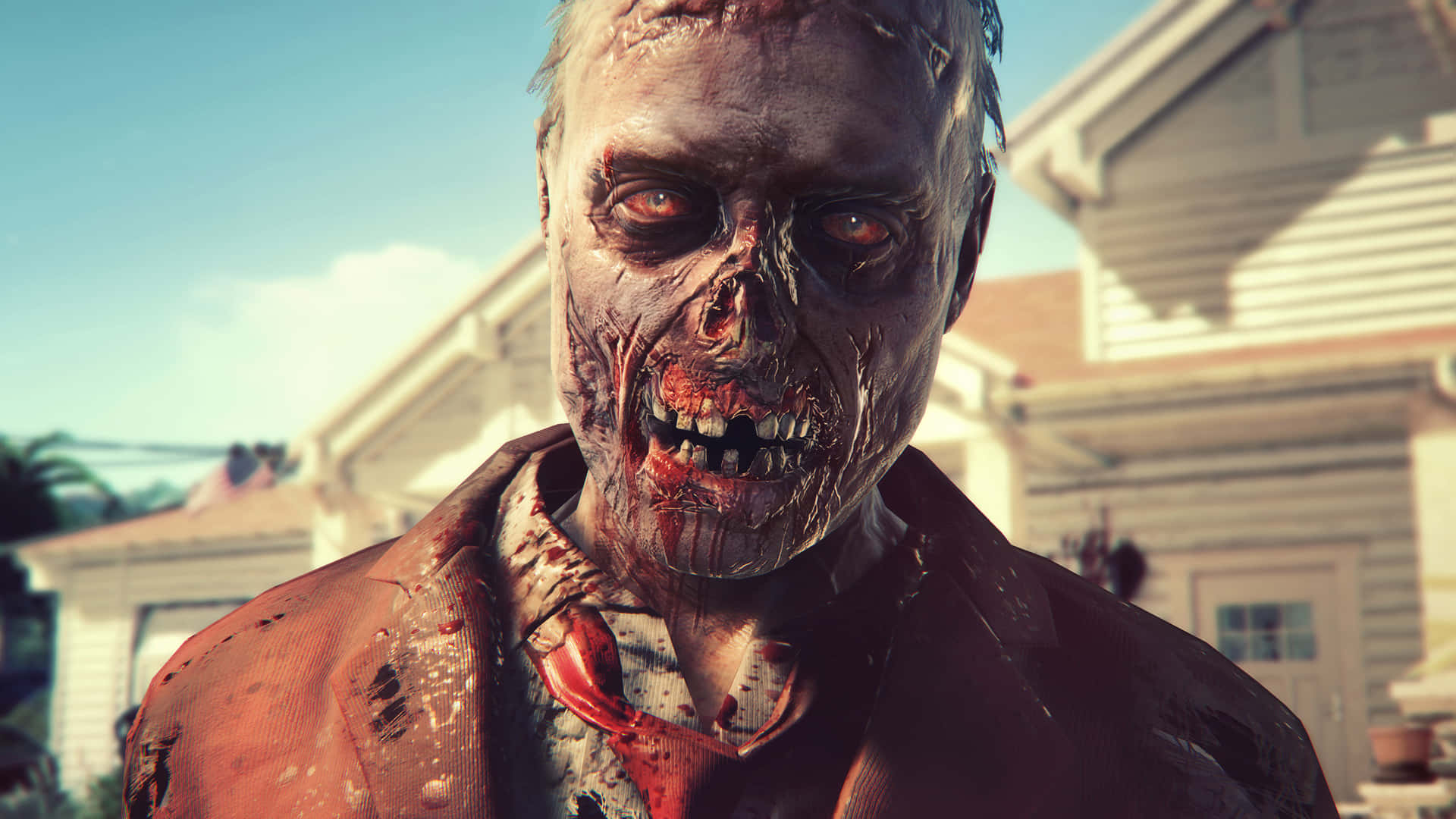Dead Island 2, zombie, bloodied teeth, Full HD Desktop Wallpaper