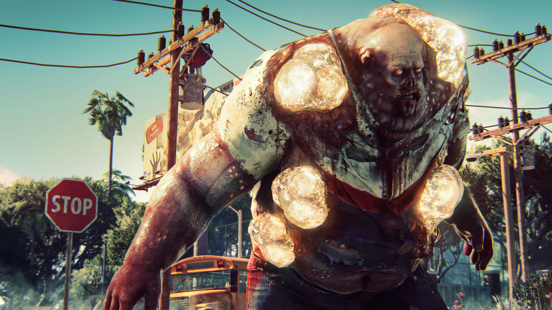 Dead Island 2, zombie brute, glowing orbs, Full HD Desktop Wallpaper