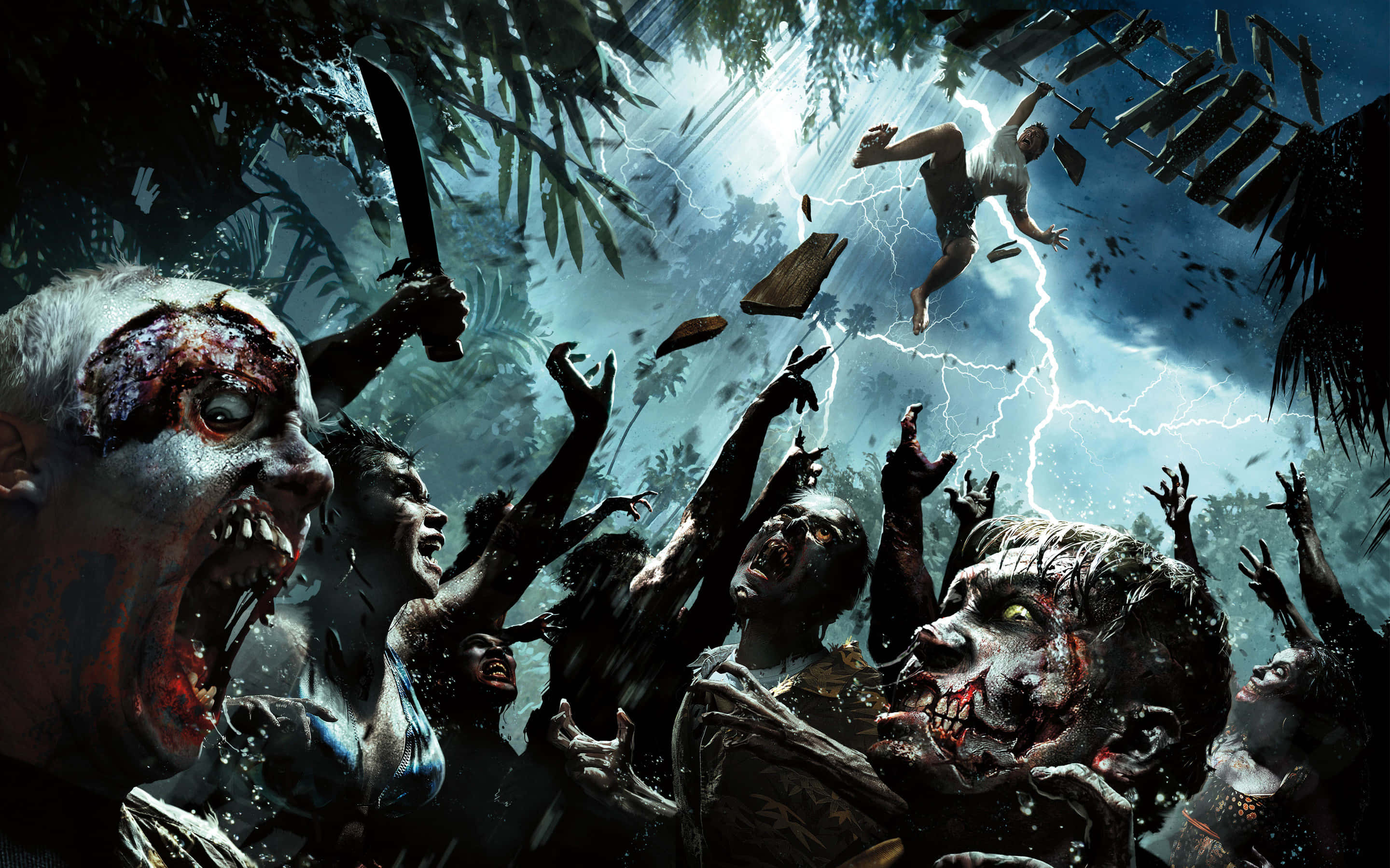 Dead Island 2, zombie attack, jungle, 2K Desktop Wallpaper