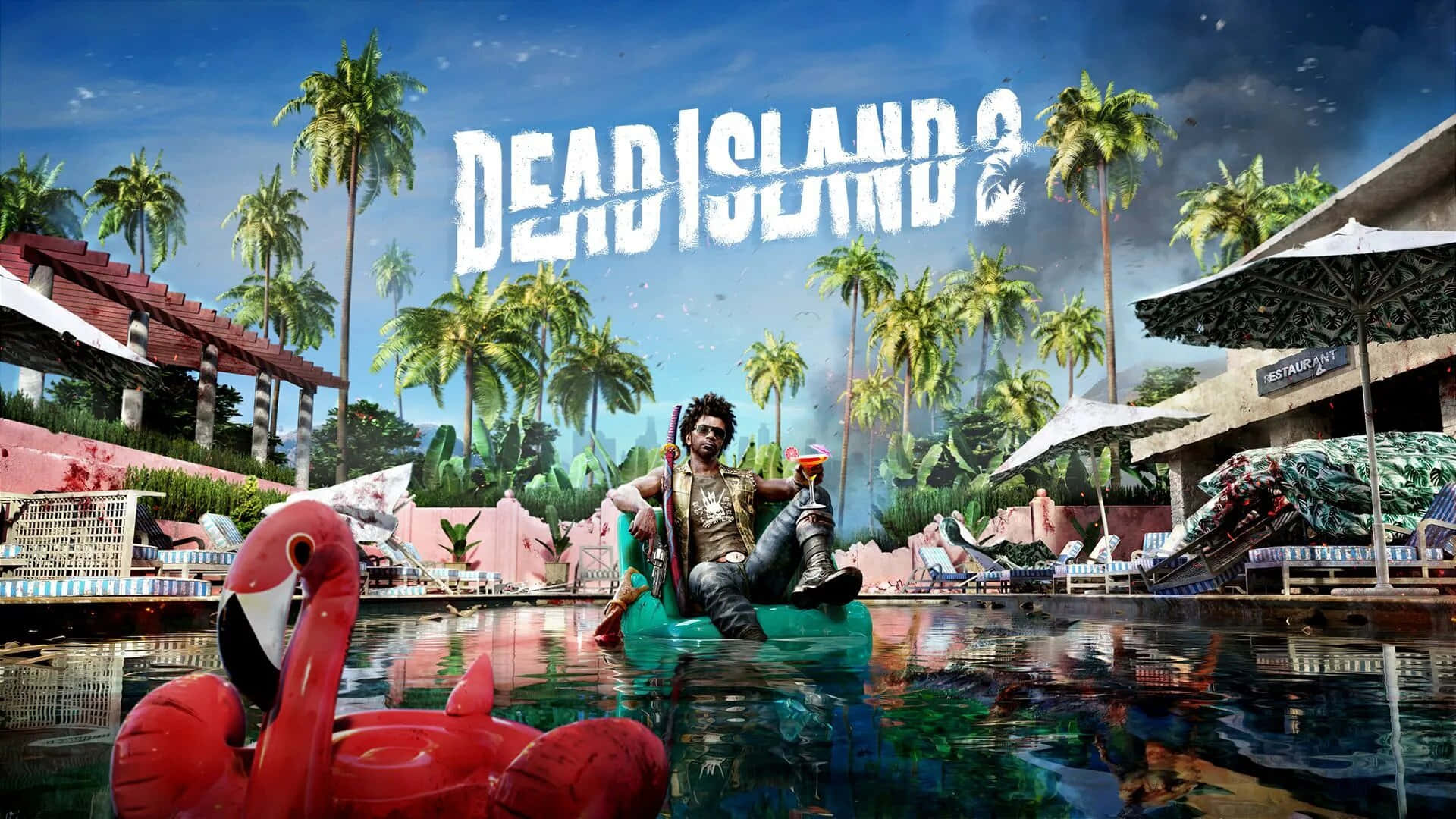 Dead Island 2, poolside, green float, Full HD Desktop Wallpaper