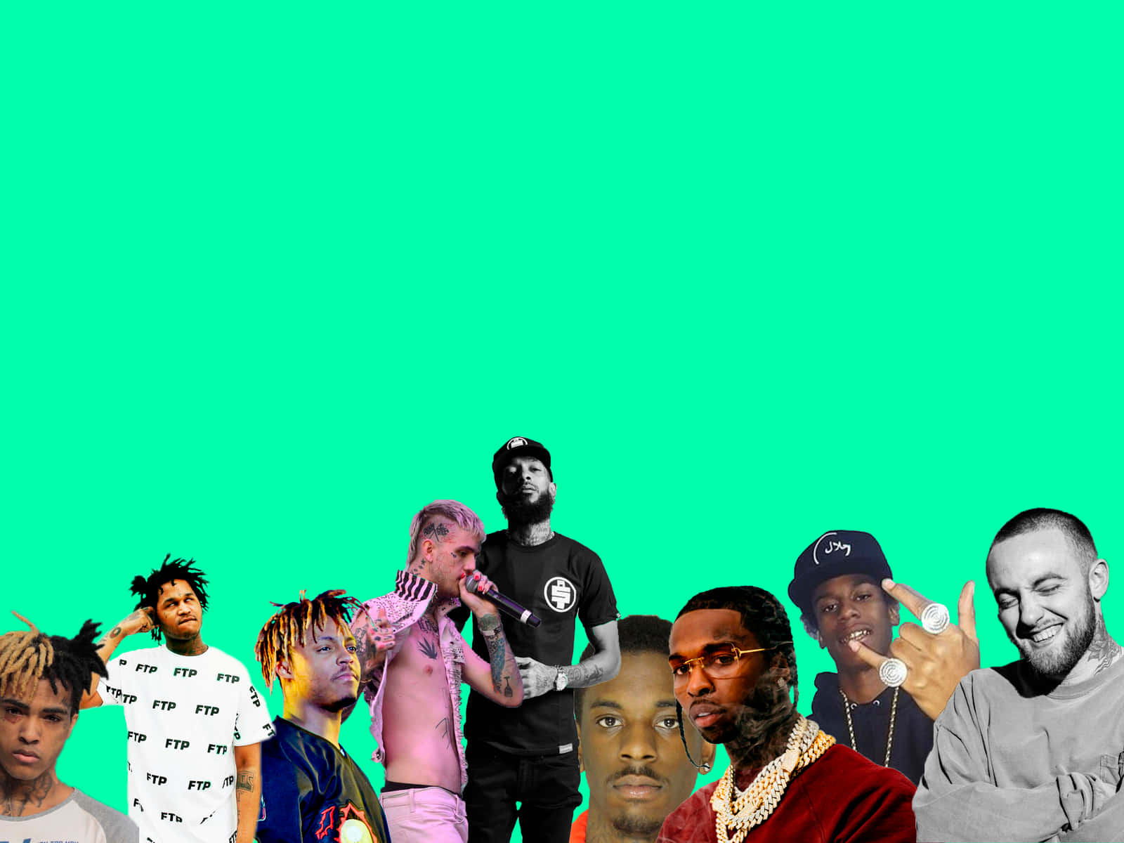 Dead Rappers, neon green, hip hop artists, HD Desktop Wallpaper