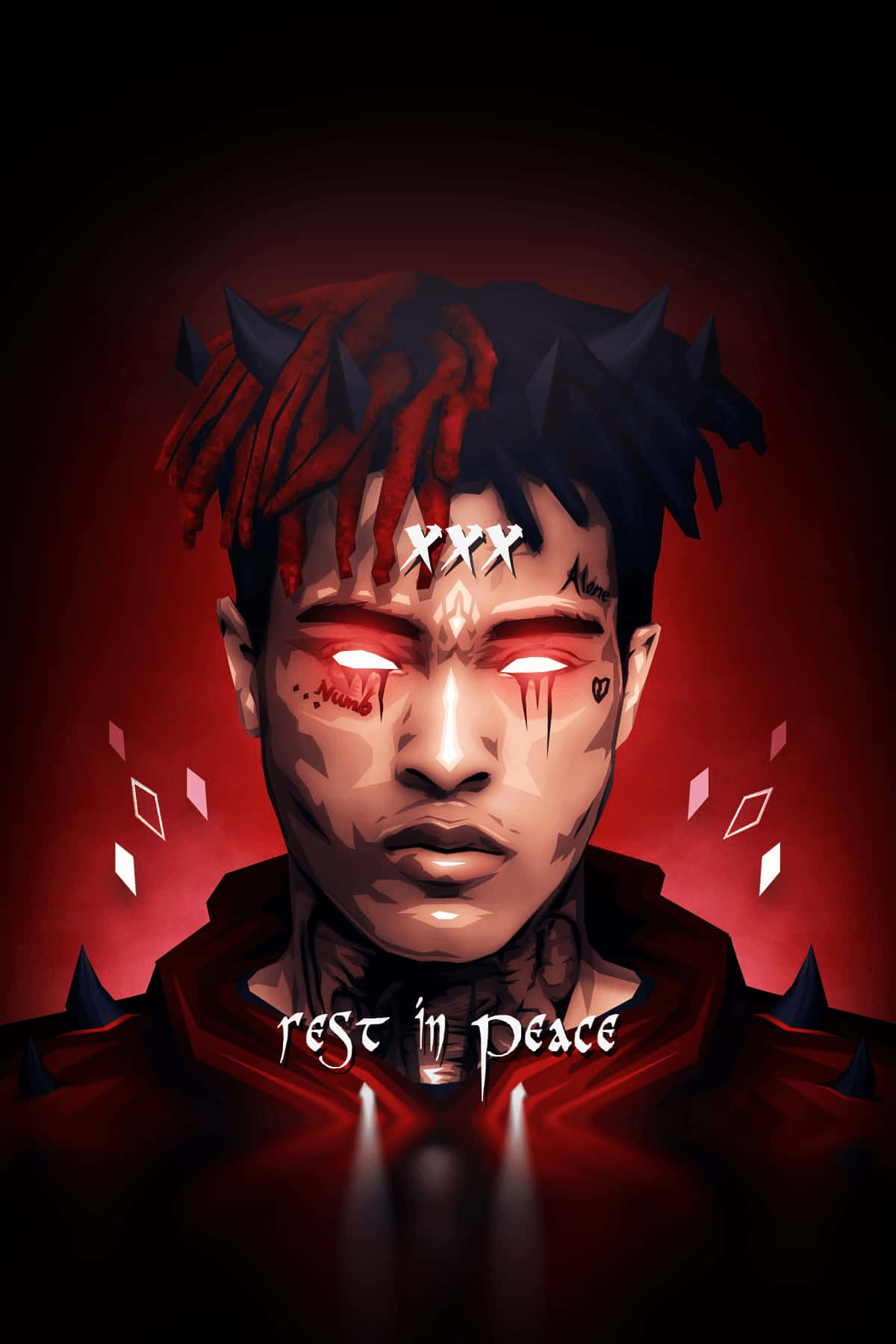 glowing red eyes, dreadlocks, dark red background, HD Phone Wallpaper