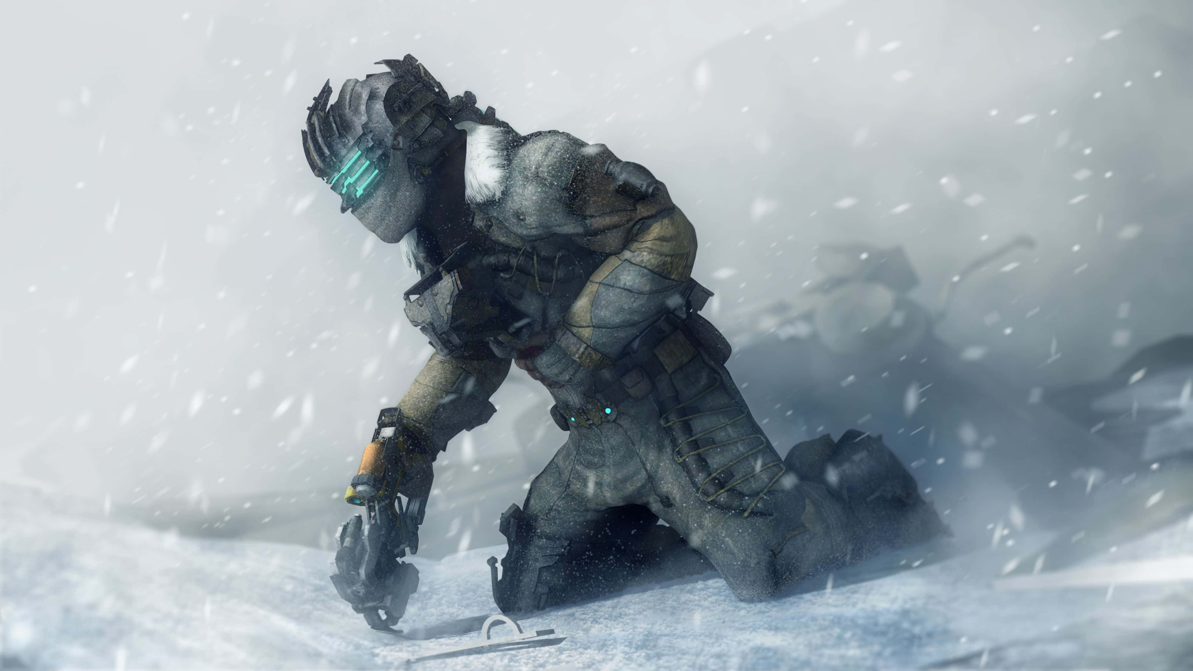 Dead Space 4K, snow-covered soldier, heavy gear, 4K Desktop Wallpaper