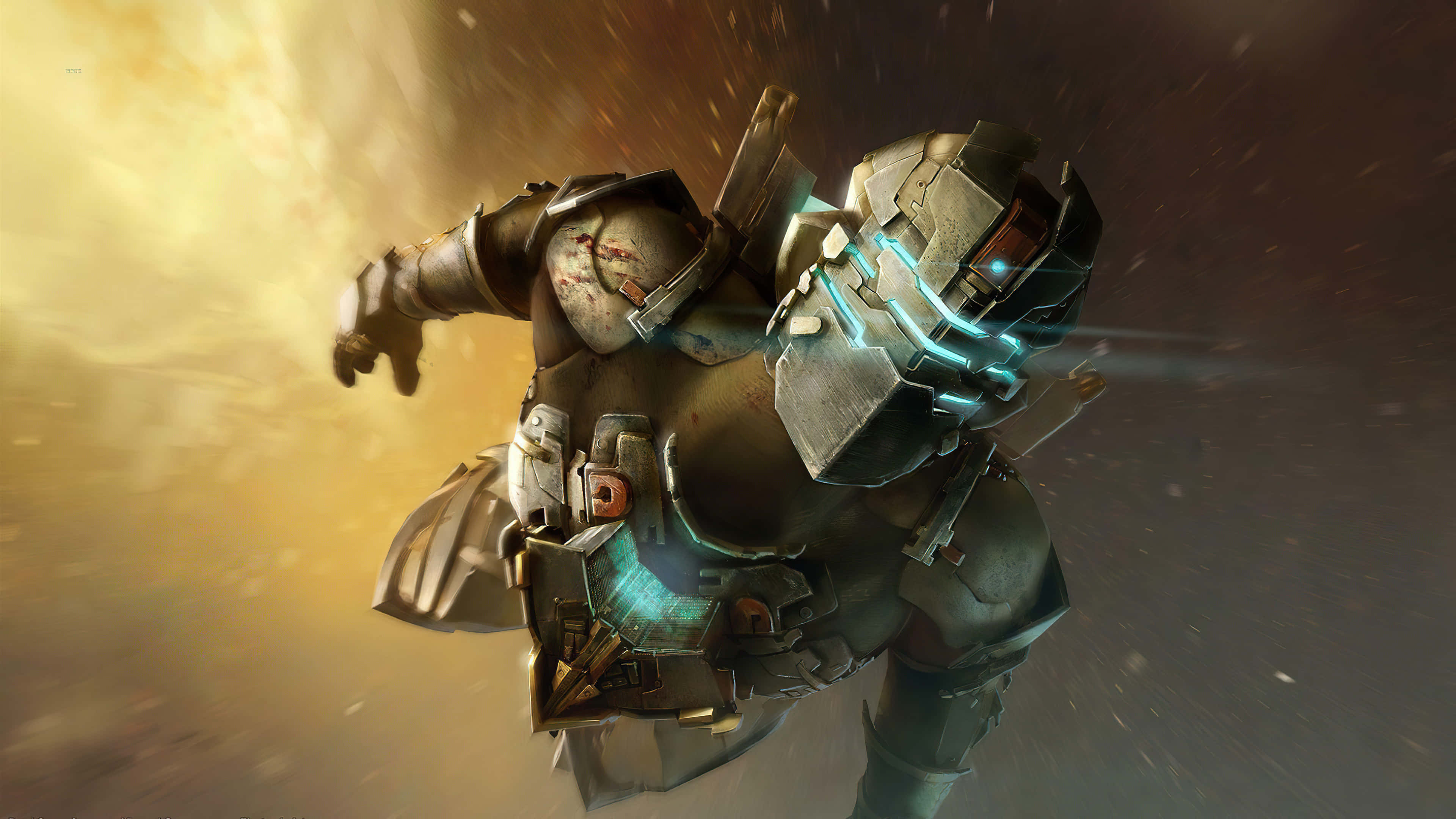 Dead Space 4K, glowing blue circuits, fiery explosion, 4K Desktop Wallpaper