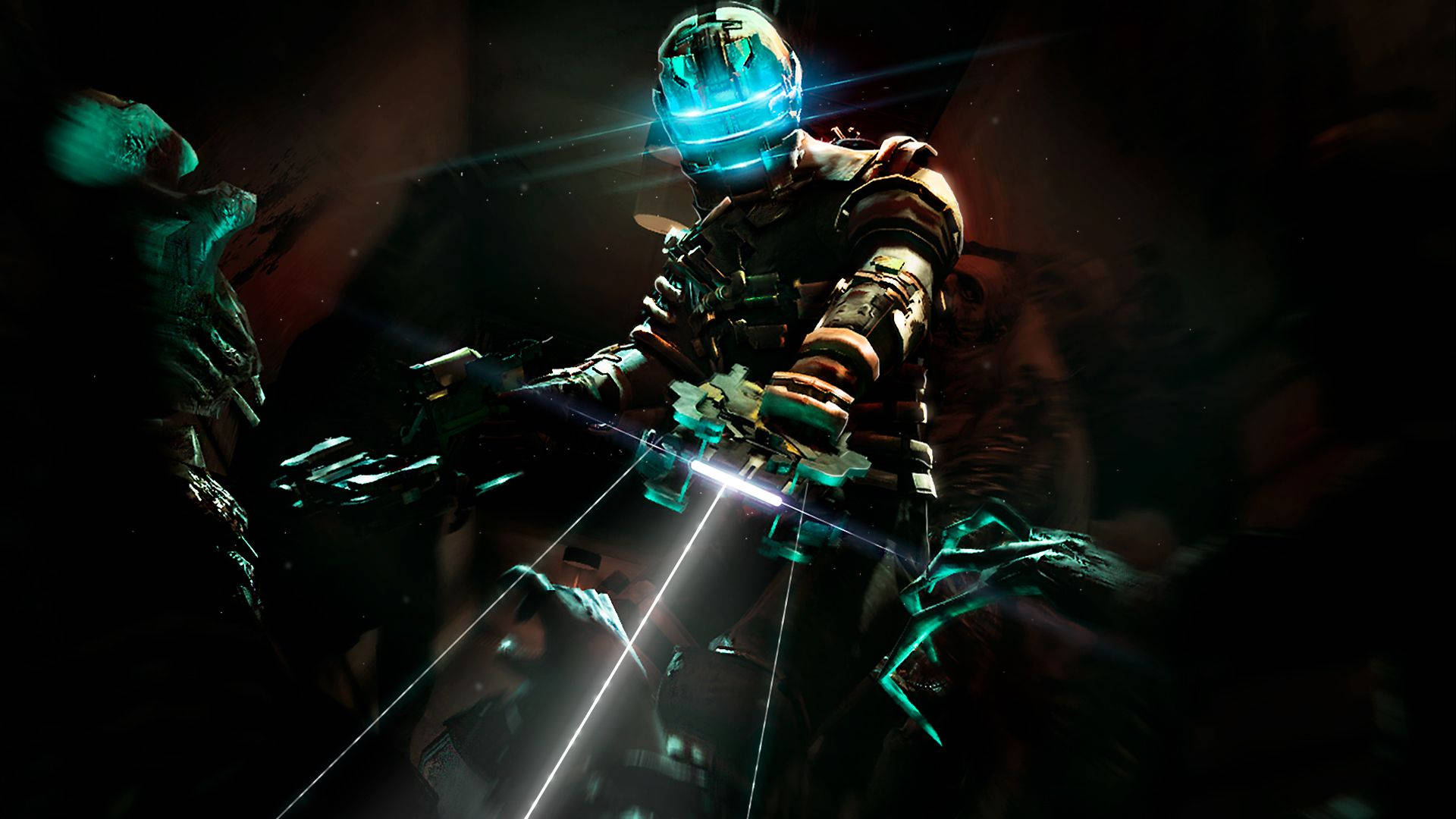 Dead Space, plasma cutter, glowing blue armor, Full HD Desktop Wallpaper