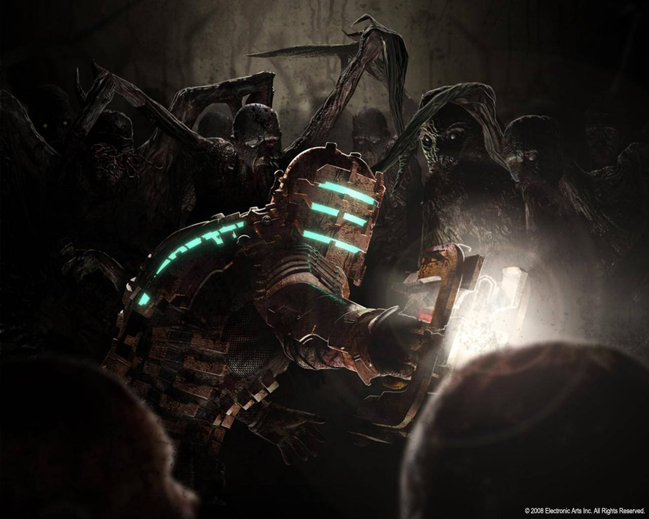 Dead Space, glowing green stripes, grotesque zombies, HD Desktop Wallpaper