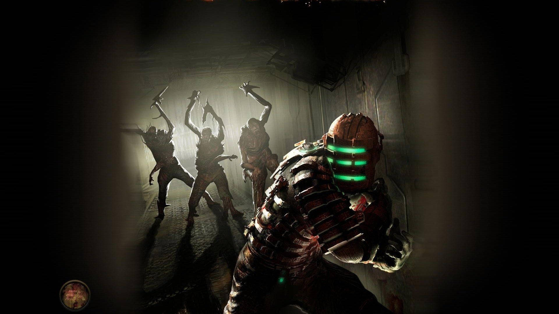 Dead Space, necromorphs, glowing green visor, Full HD Desktop Wallpaper