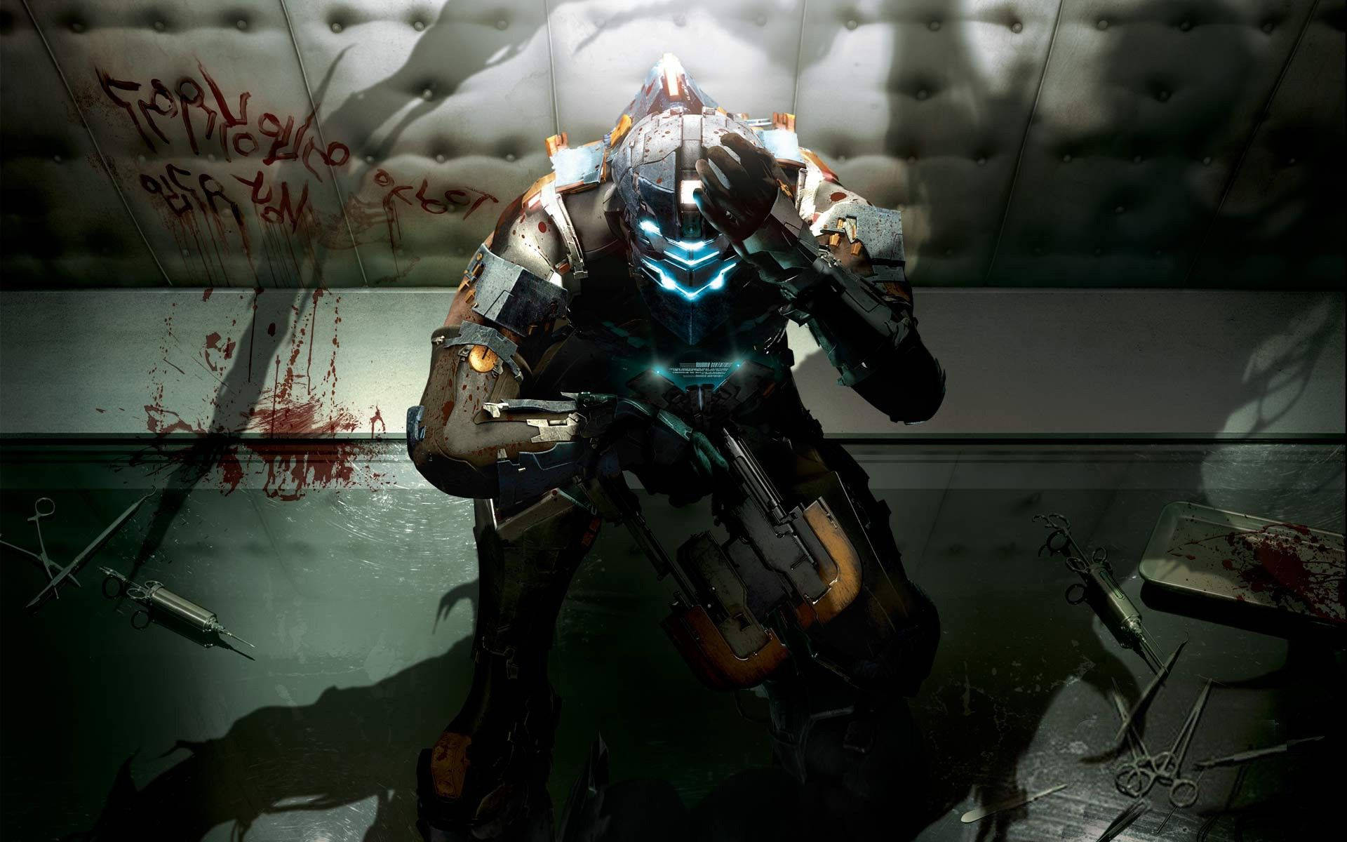 Dead Space, bloody titan room, bloodied armored warrior, Full HD Desktop Wallpaper