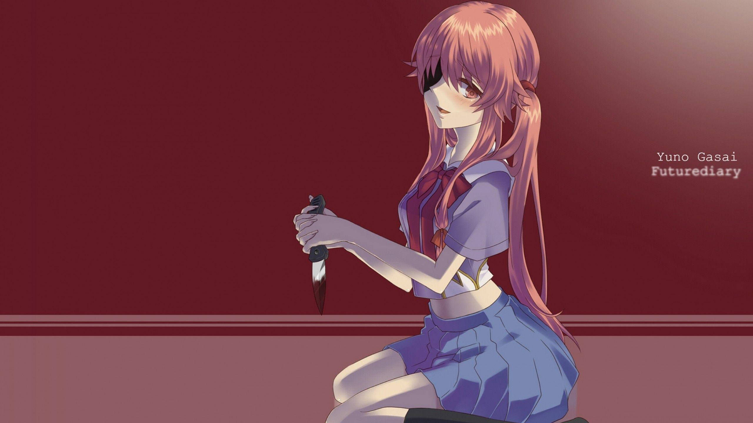 Deadly Girl, future diary, pink-haired, 2K Desktop Wallpaper