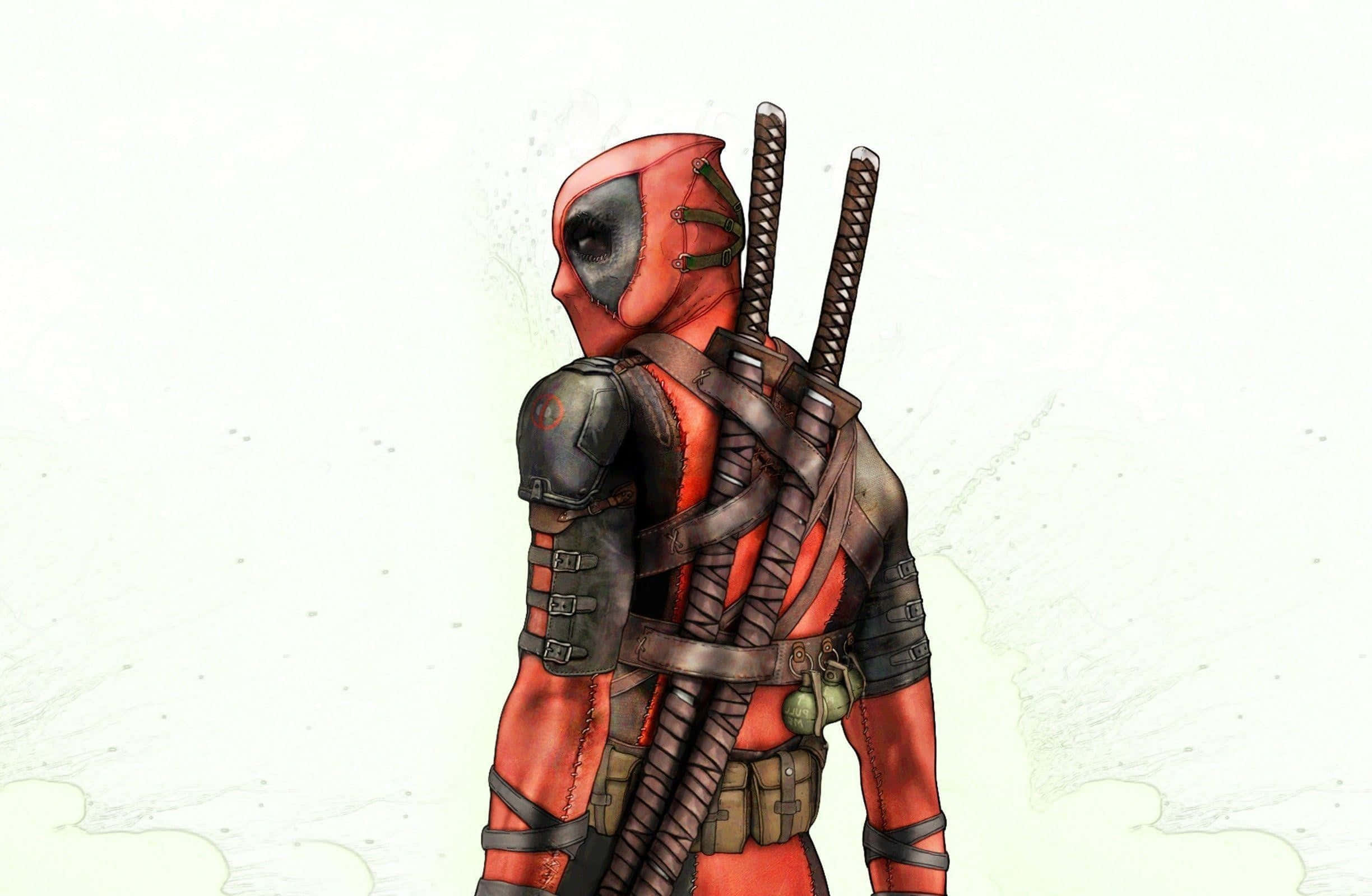 Deadpool 2, red and black suit, two swords, Full HD Desktop Wallpaper