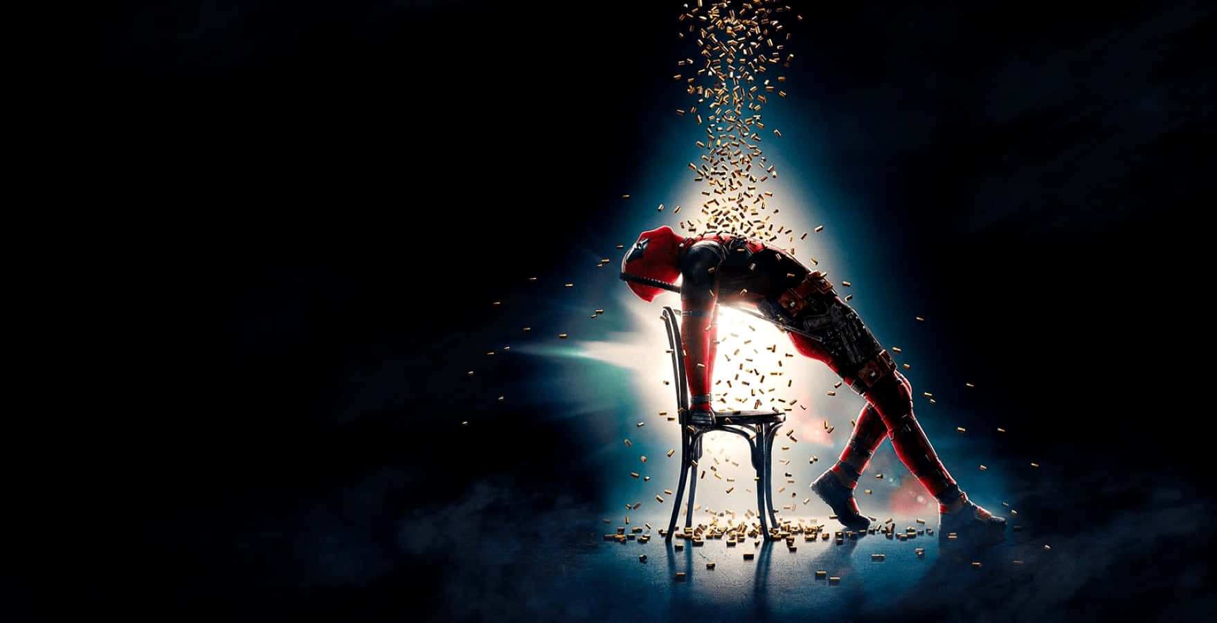 Deadpool 2, superhero figure, golden particles, HD Desktop Wallpaper