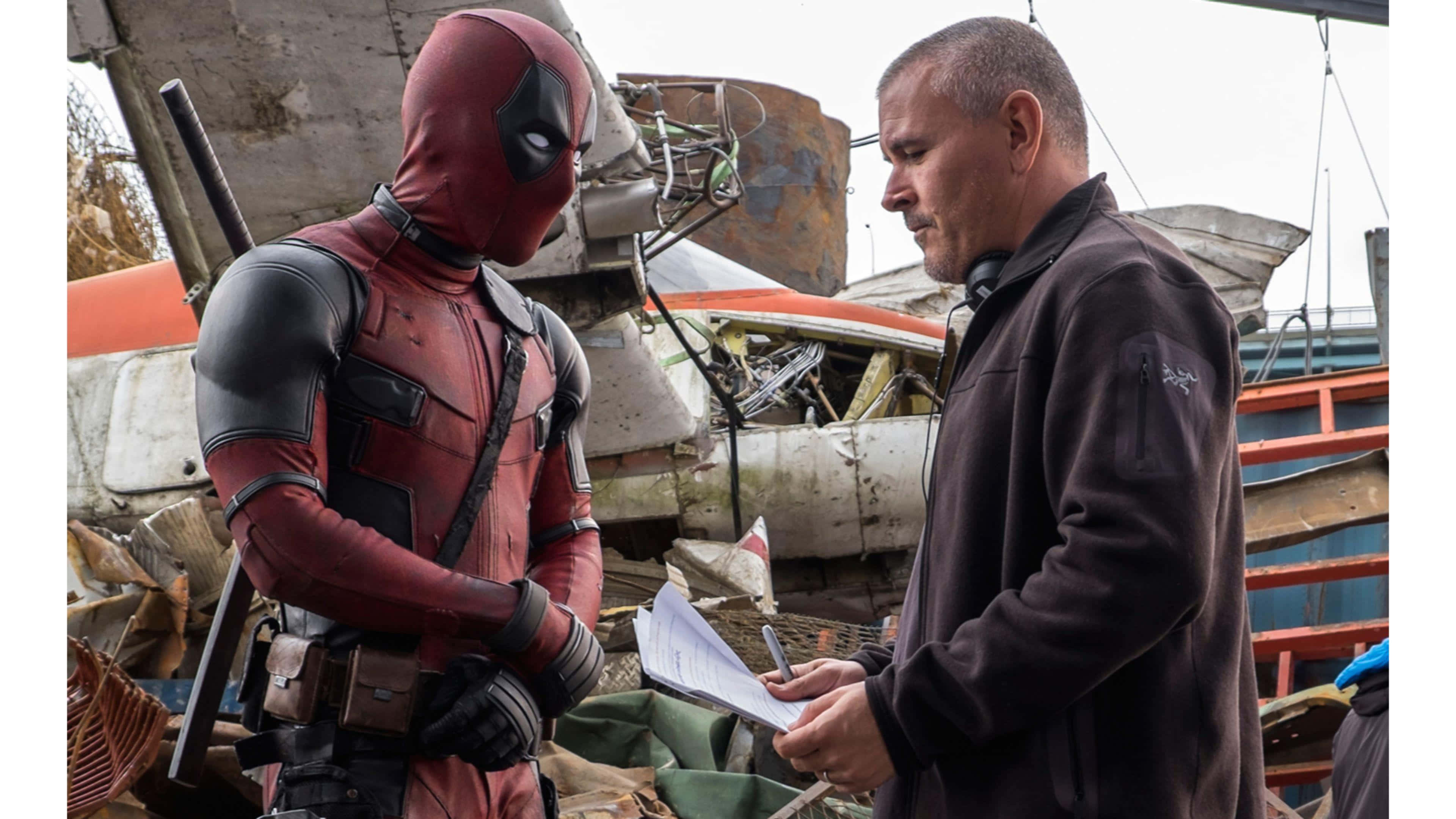 Deadpool 2, red suit, crashed airplane, 4K Desktop Wallpaper
