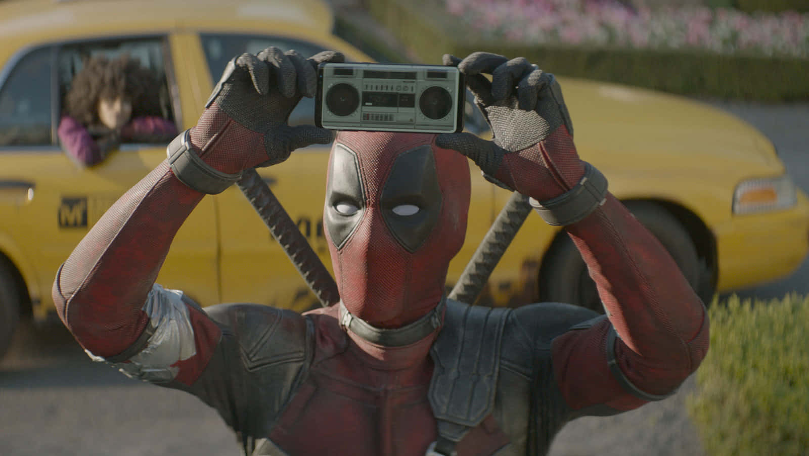 Deadpool 2, boombox, yellow taxi, HD Desktop Wallpaper