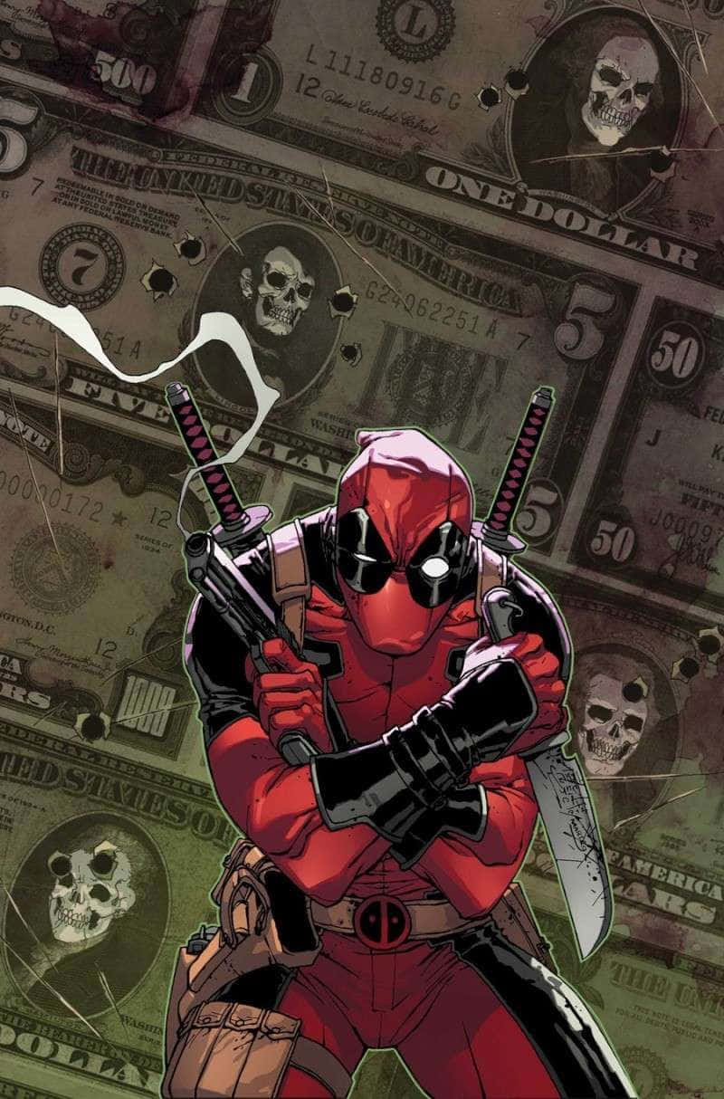 Deadpool, Explosive Background, bullet-riddled dollar bills, SD Phone Wallpaper