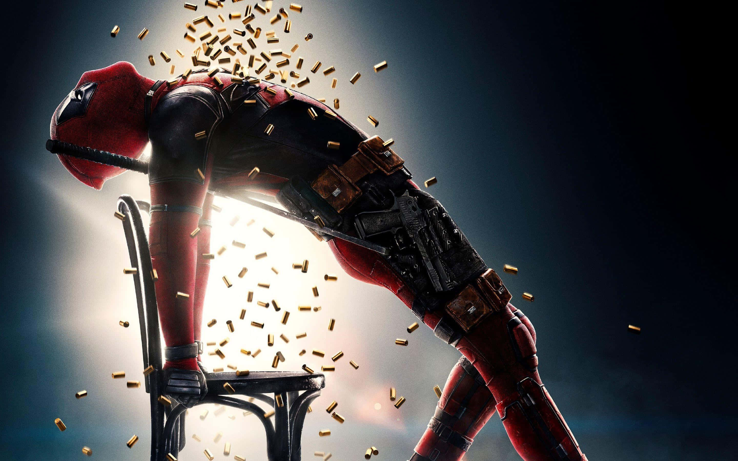 Deadpool 2, golden bullets, chair, 2K Desktop Wallpaper