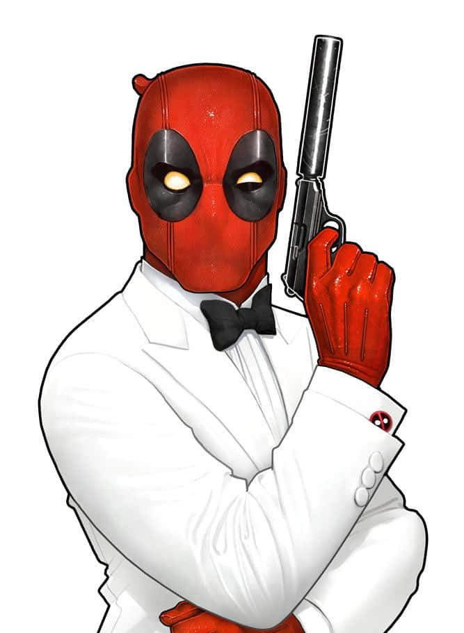 Deadpool, white tuxedo, black bowtie, SD Phone Wallpaper
